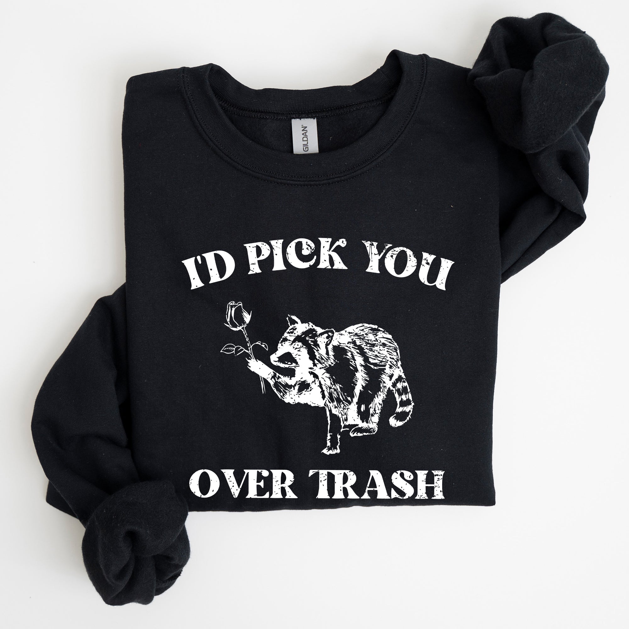I'd Pick You Over Trash, Raccoon Graphic Sweatshirt