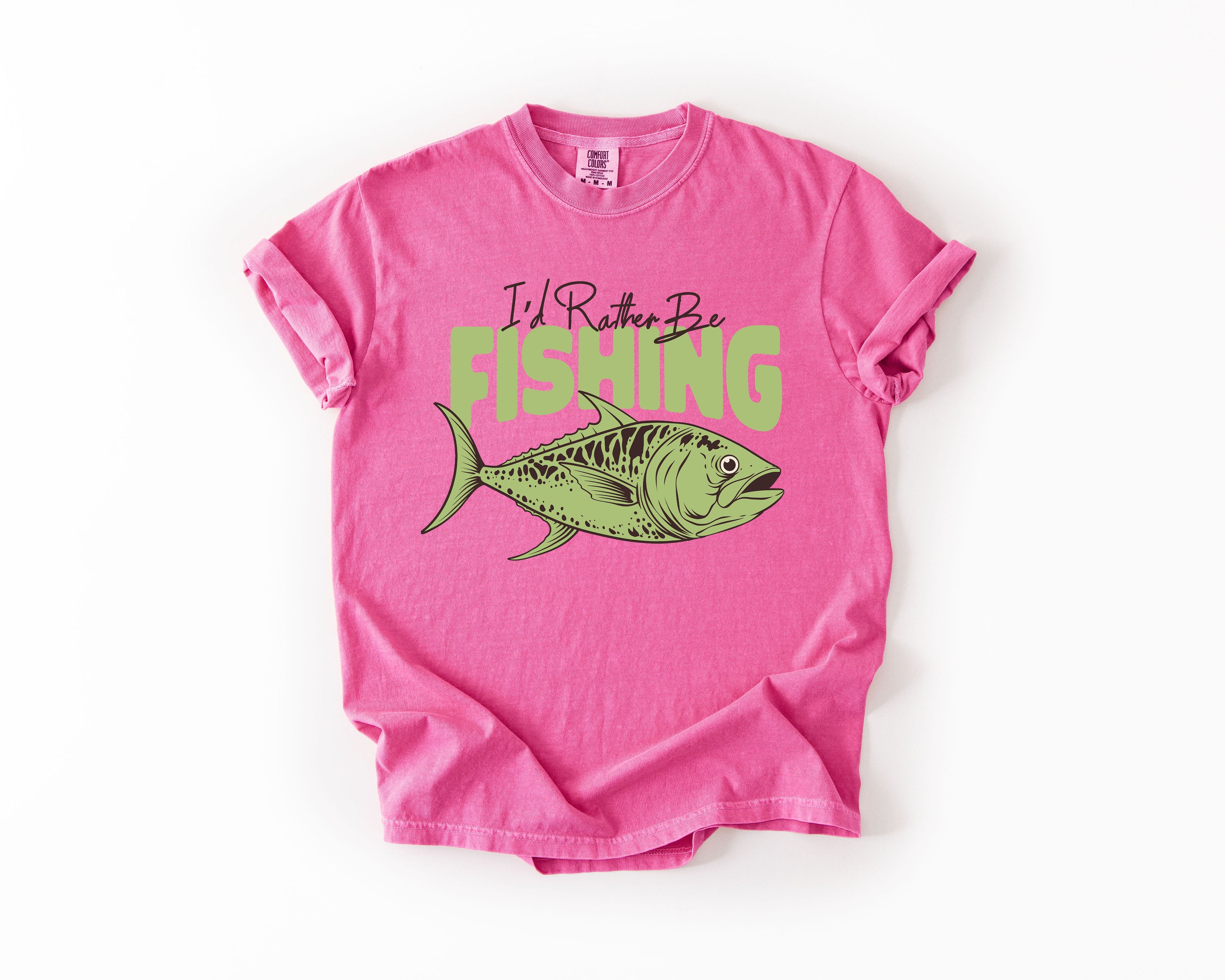 I'd Rather Be Fishing Boat Lake Life Sea Life Camping Outdoor Nature Travel Comfort Colors Tee