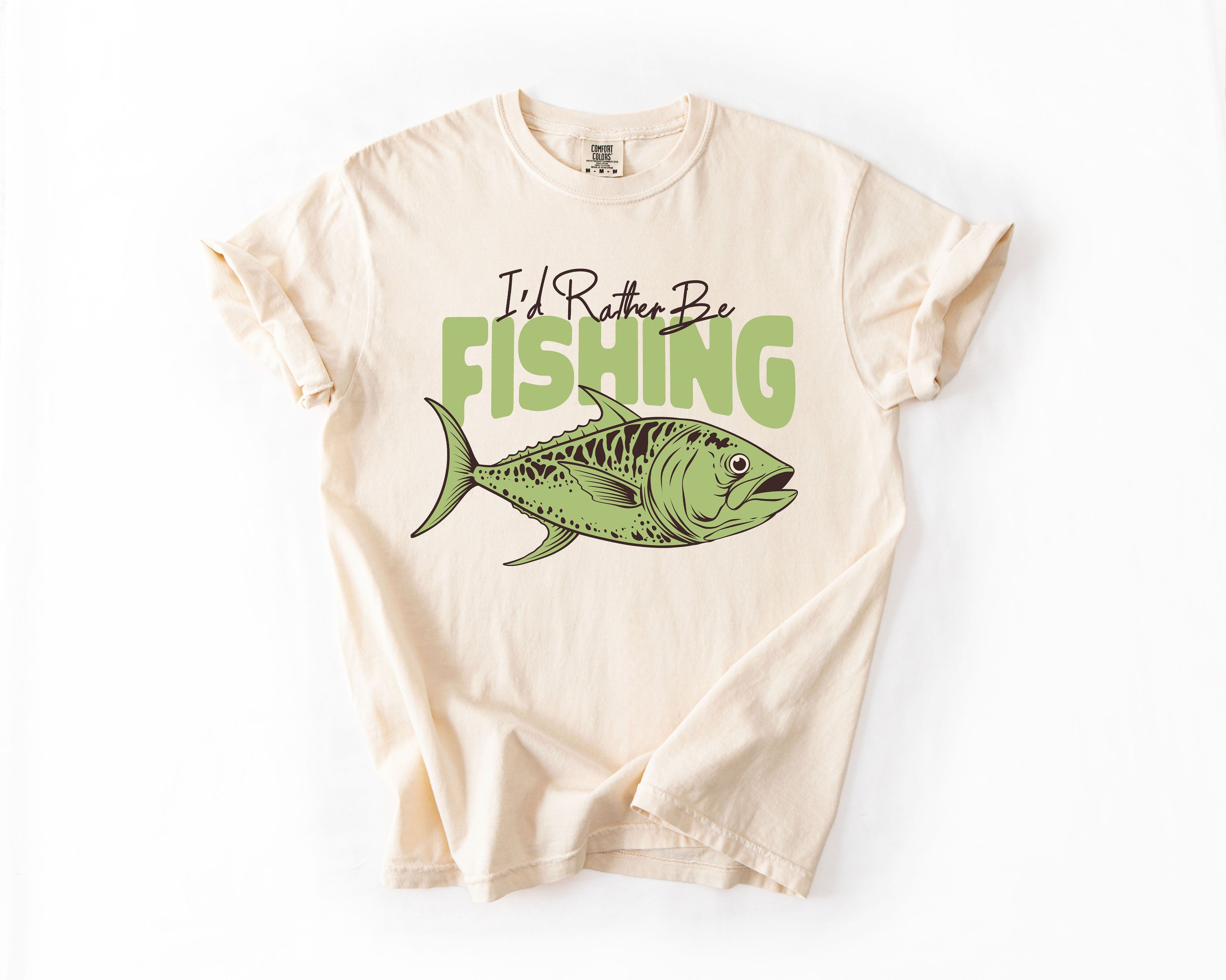 I'd Rather Be Fishing Boat Lake Life Sea Life Camping Outdoor Nature Travel Comfort Colors Tee