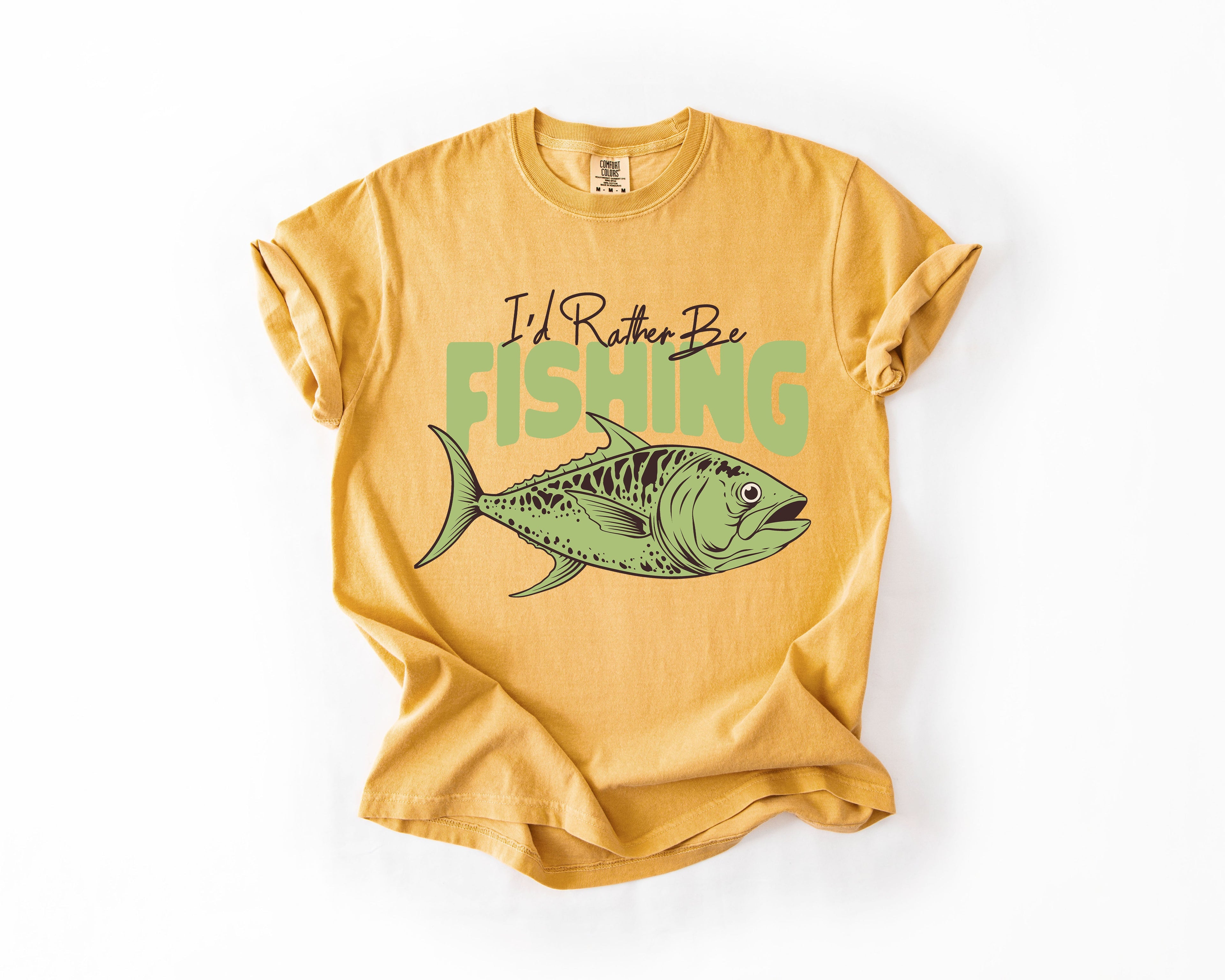 I'd Rather Be Fishing Boat Lake Life Sea Life Camping Outdoor Nature Travel Comfort Colors Tee