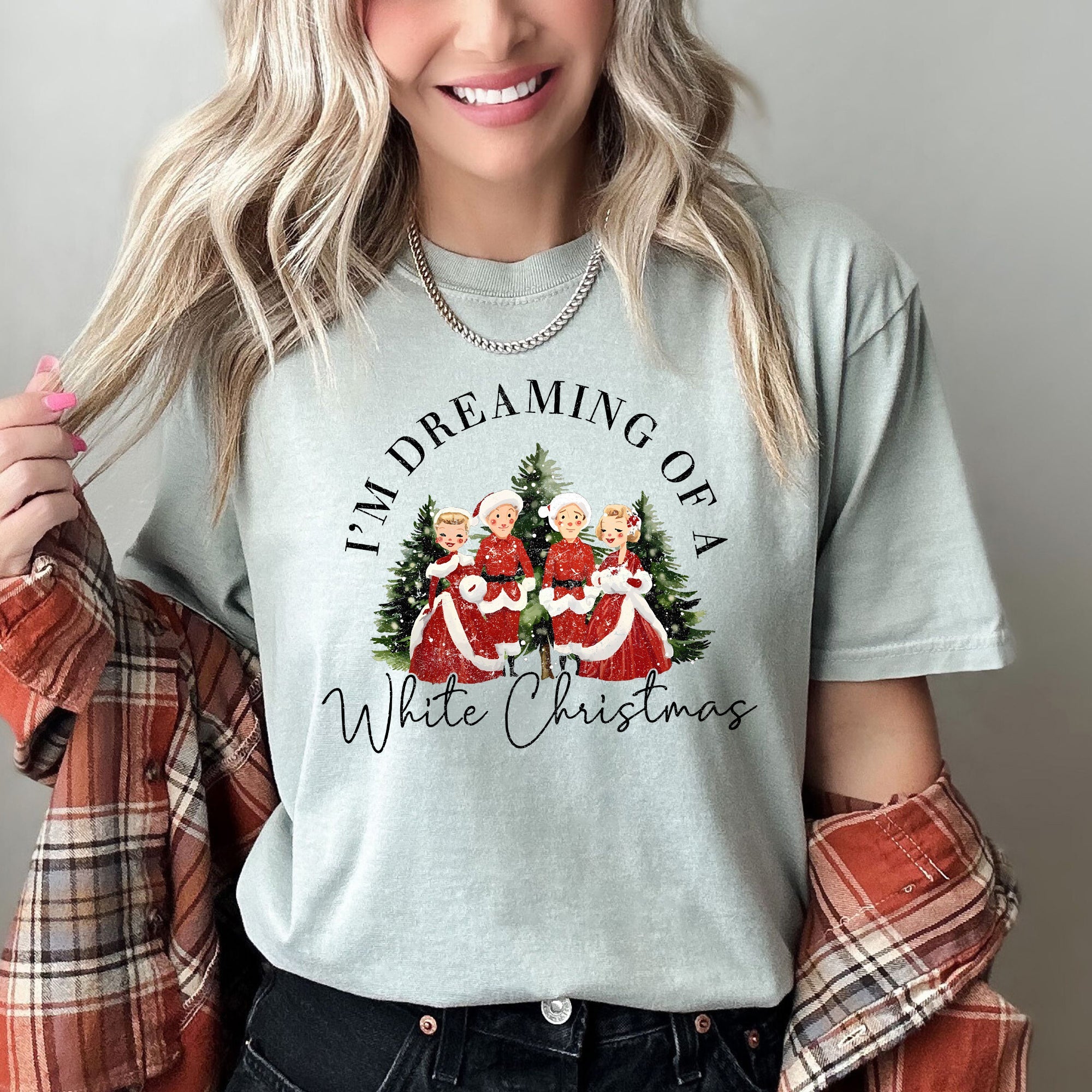 I'm Dreaming Of A White Christmas Retro Movie Classic Nostalgic Holiday Theme Comfort Colors Tee