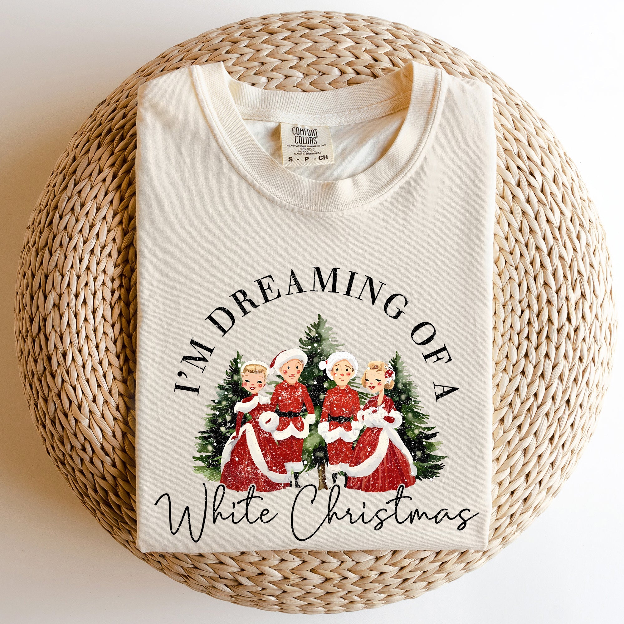 I'm Dreaming Of A White Christmas Retro Movie Classic Nostalgic Holiday Theme Comfort Colors Tee