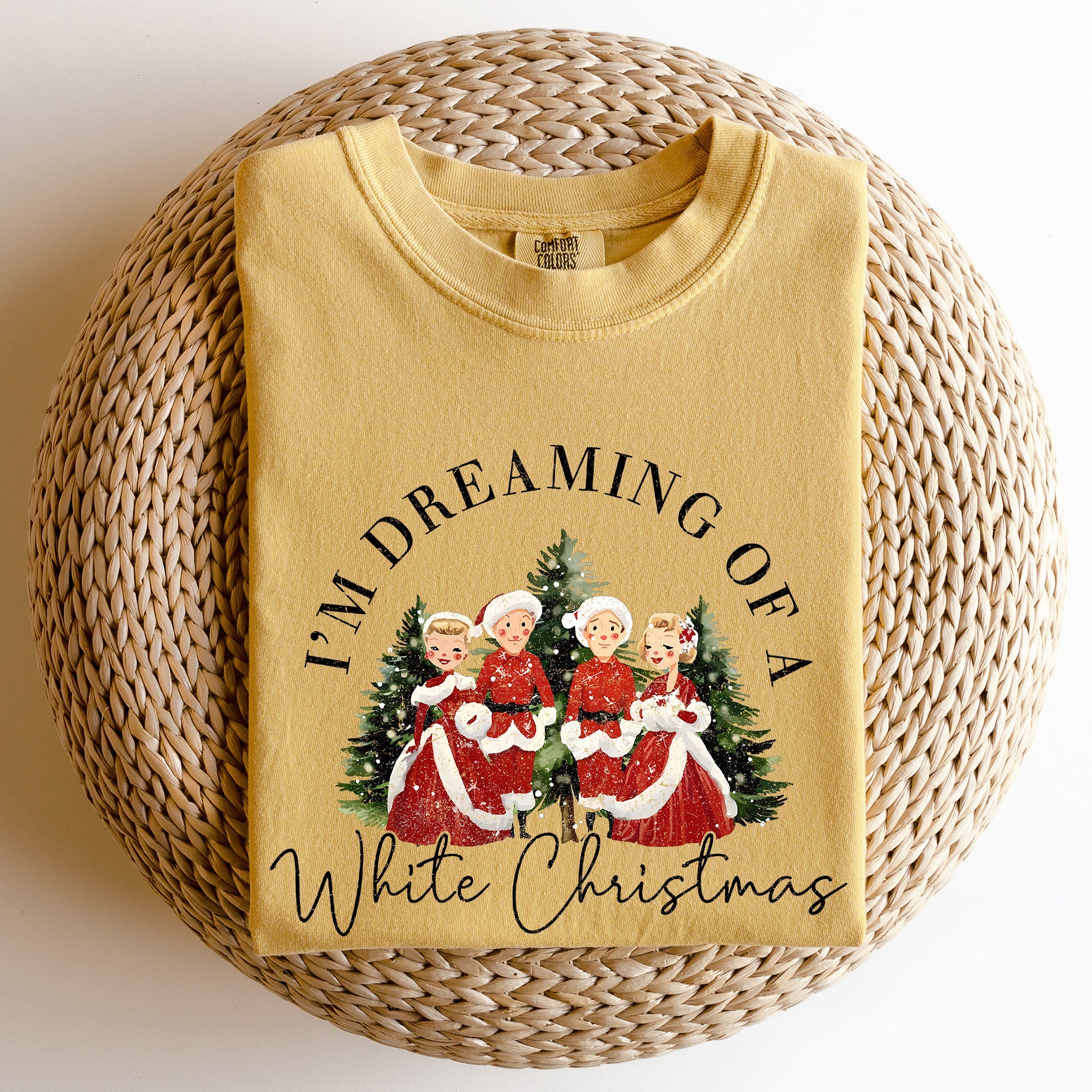 I'm Dreaming Of A White Christmas Retro Movie Classic Nostalgic Holiday Theme Comfort Colors Tee