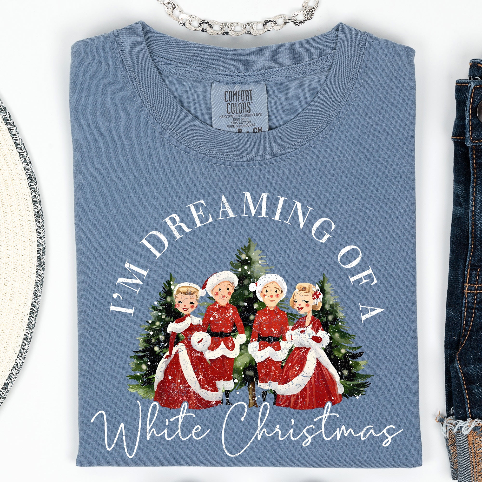 I'm Dreaming Of A White Christmas Retro Movie Classic Nostalgic Holiday Theme Comfort Colors Tee