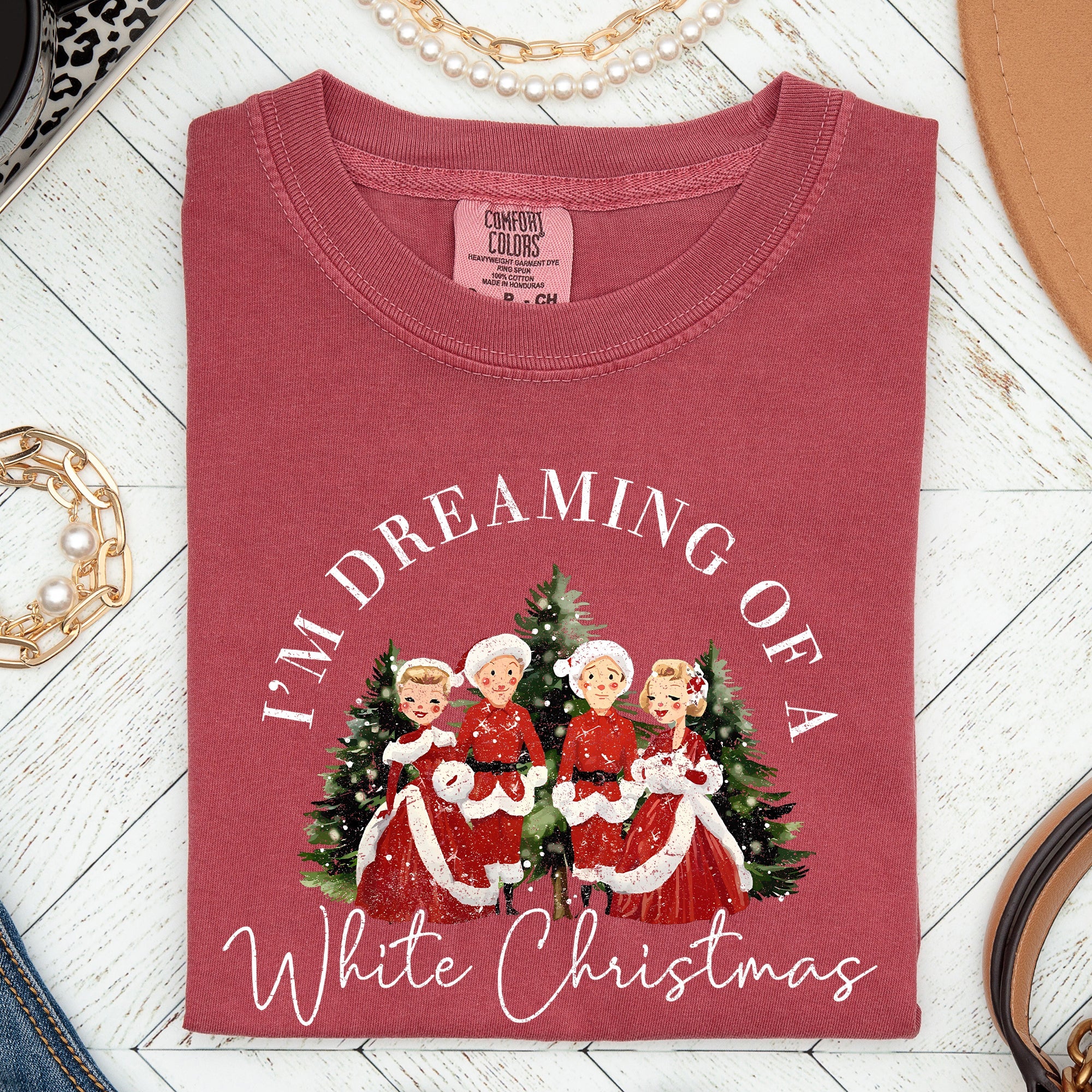 I'm Dreaming Of A White Christmas Retro Movie Classic Nostalgic Holiday Theme Comfort Colors Tee