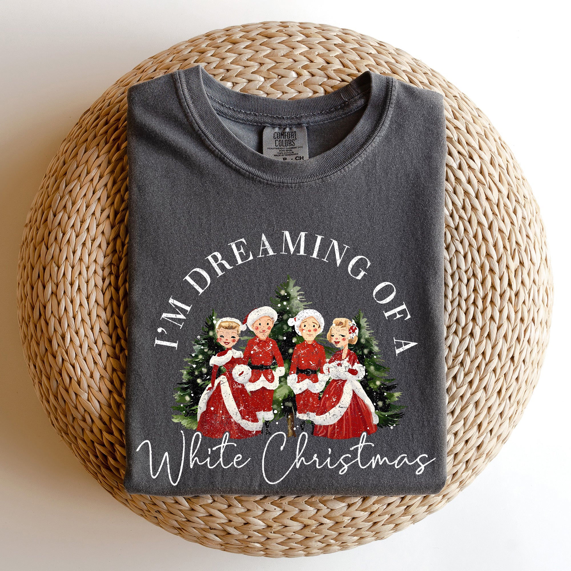 I'm Dreaming Of A White Christmas Retro Movie Classic Nostalgic Holiday Theme Comfort Colors Tee