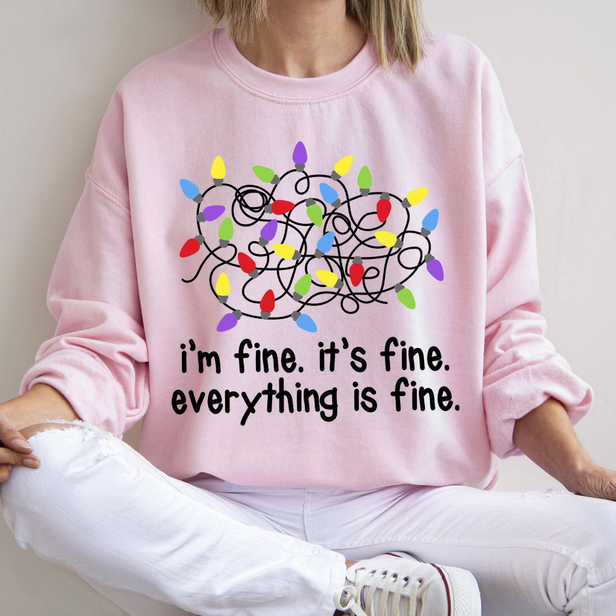 I'm Fine, It's Fine, Everything Is Fine Christmas Cozy Quote Edition Premium Sweatshirt