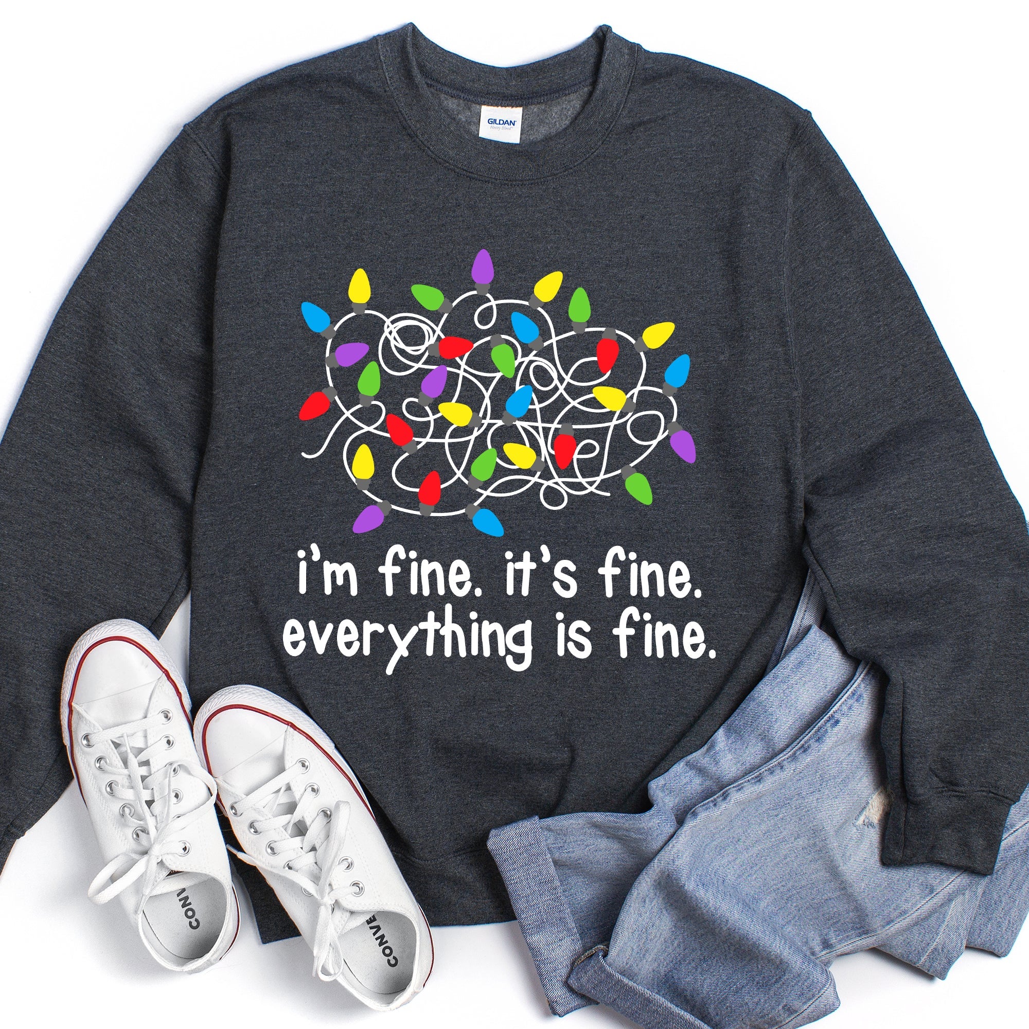 I'm Fine, It's Fine, Everything Is Fine Christmas Sweatshirt With Festive Quote And Cozy Comfort