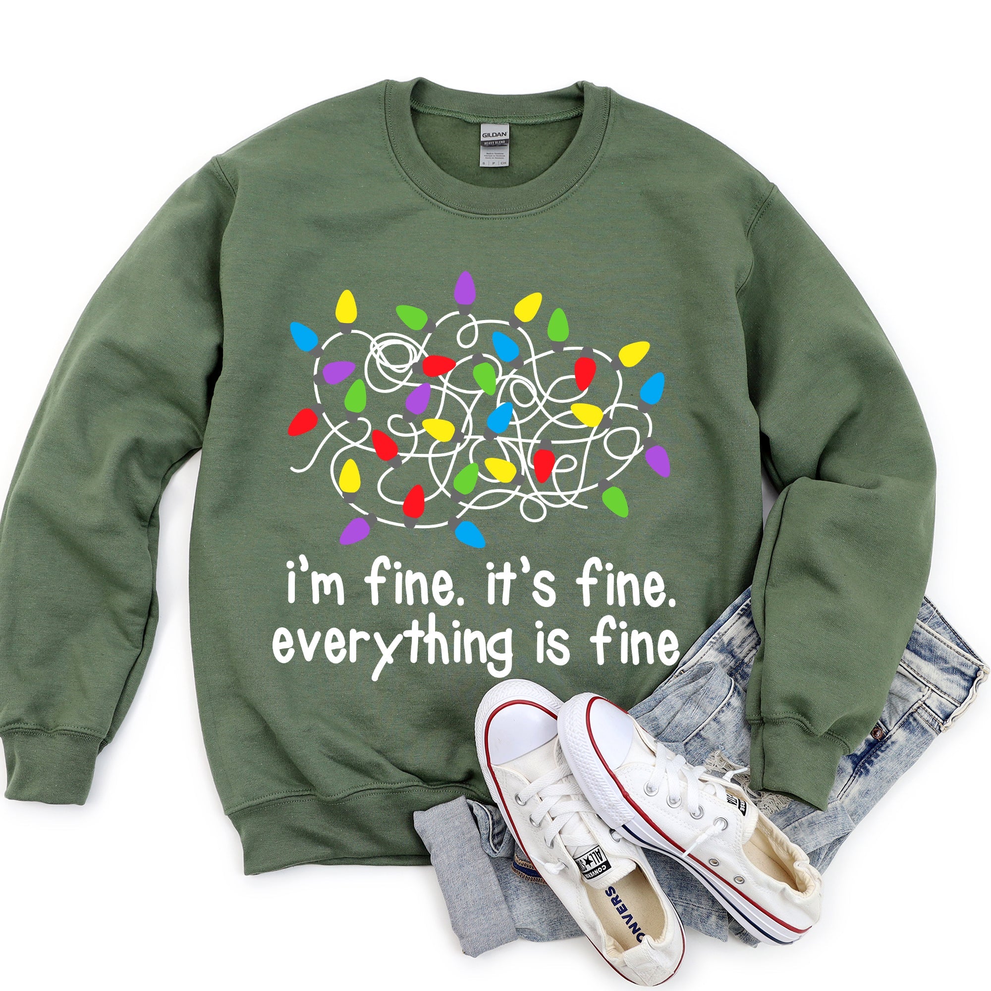 I'm Fine, It's Fine, Everything Is Fine Christmas Sweatshirt With Festive Quote And Cozy Comfort