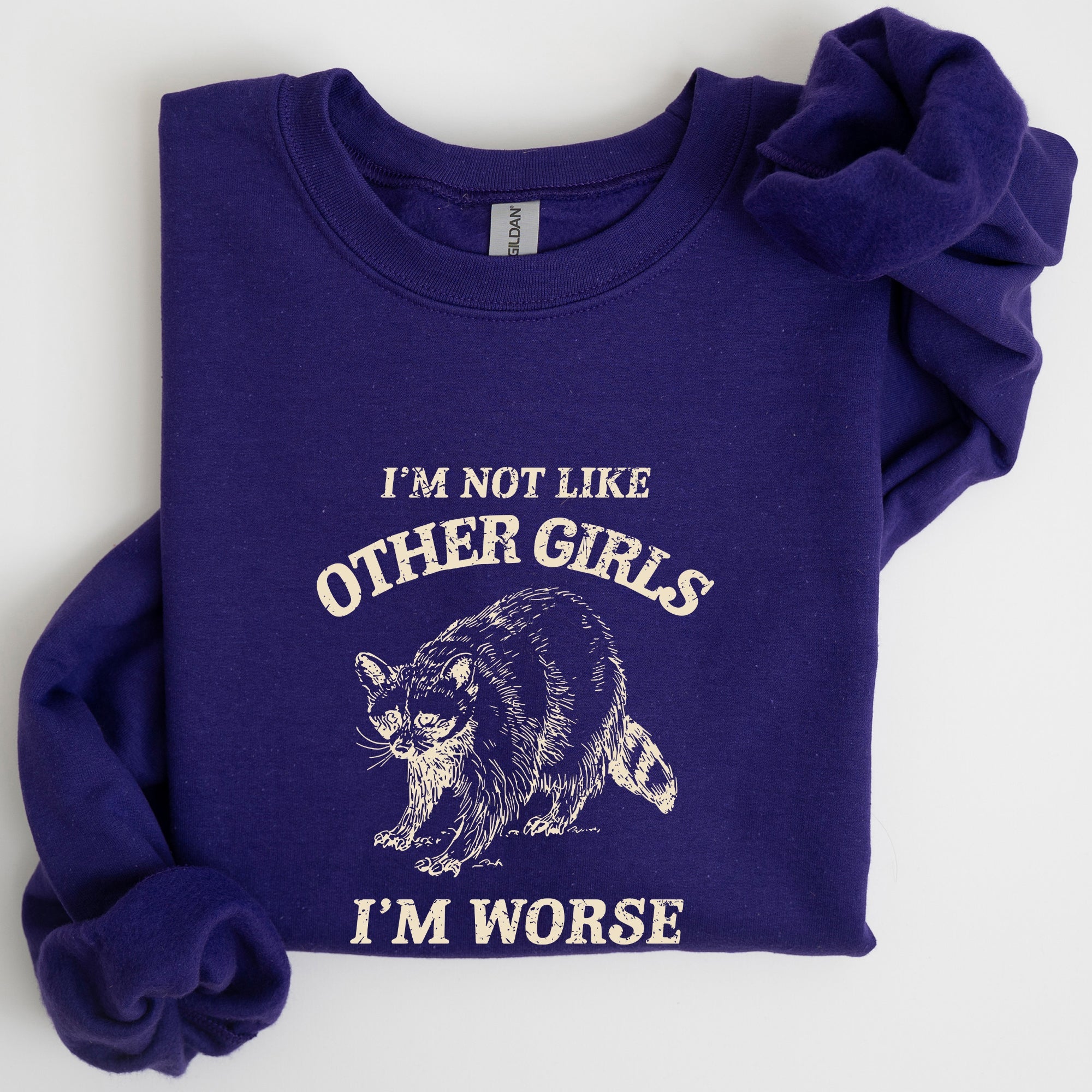 I'm Not Like Other Girls Raccoon Meme Humor Graphic Premium Limited Edition Sweatshirt