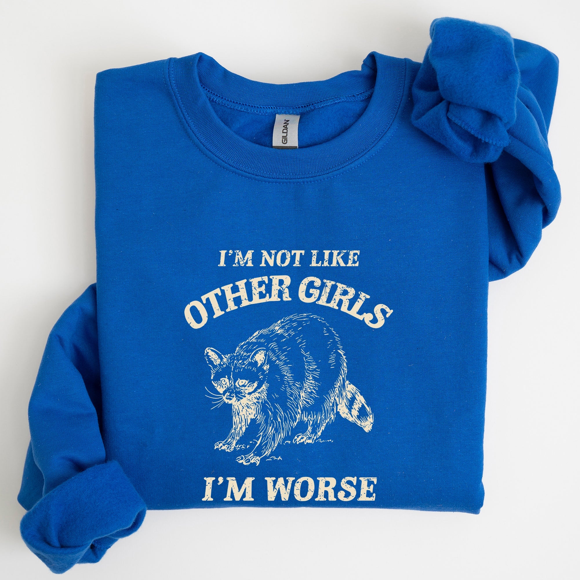 I'm Not Like Other Girls Raccoon Meme Humor Graphic Premium Limited Edition Sweatshirt