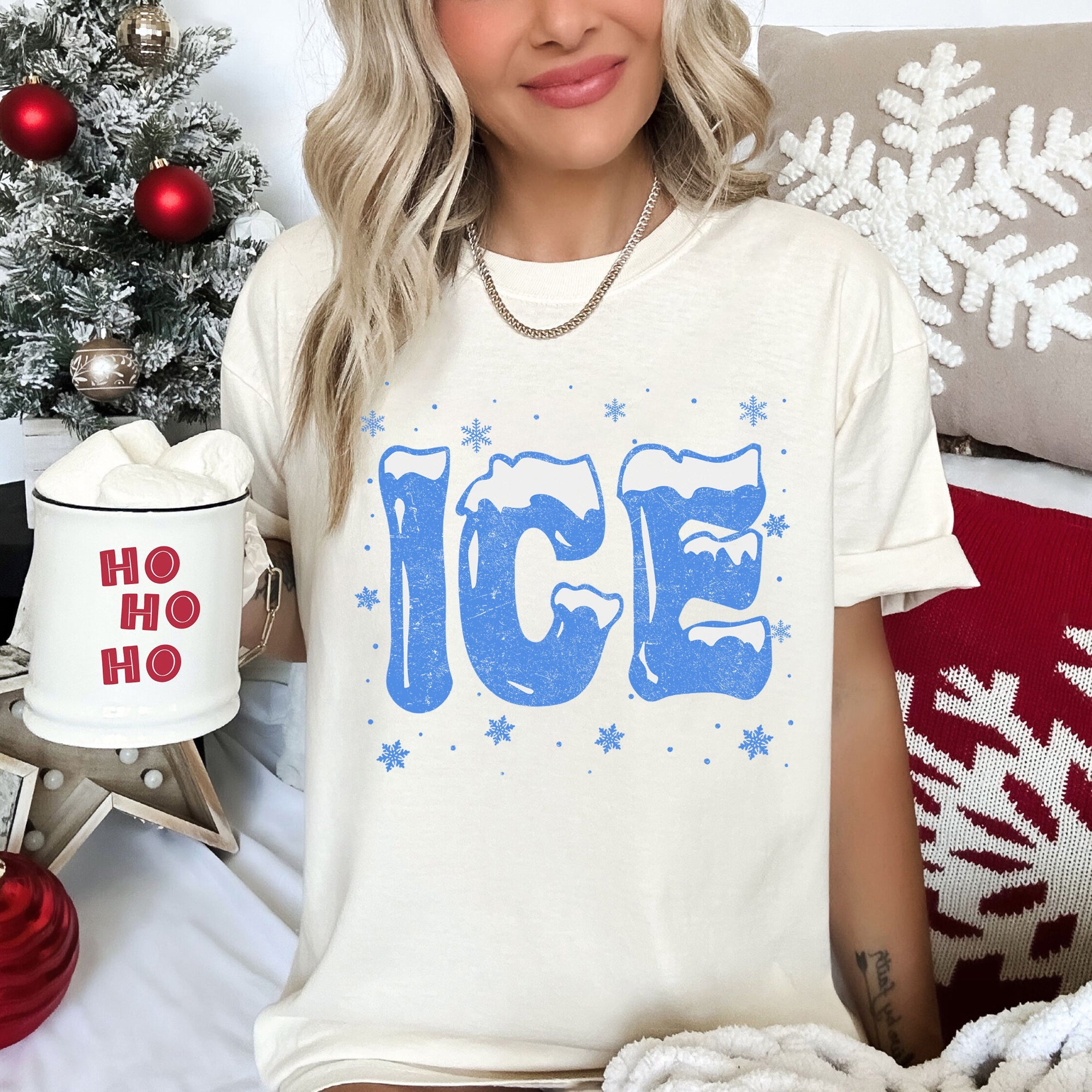 Ice Cold Christmas Winter Retro Vintage Holiday Scene Art Print Nostalgic Winter Vibe Comfort Colors Tee