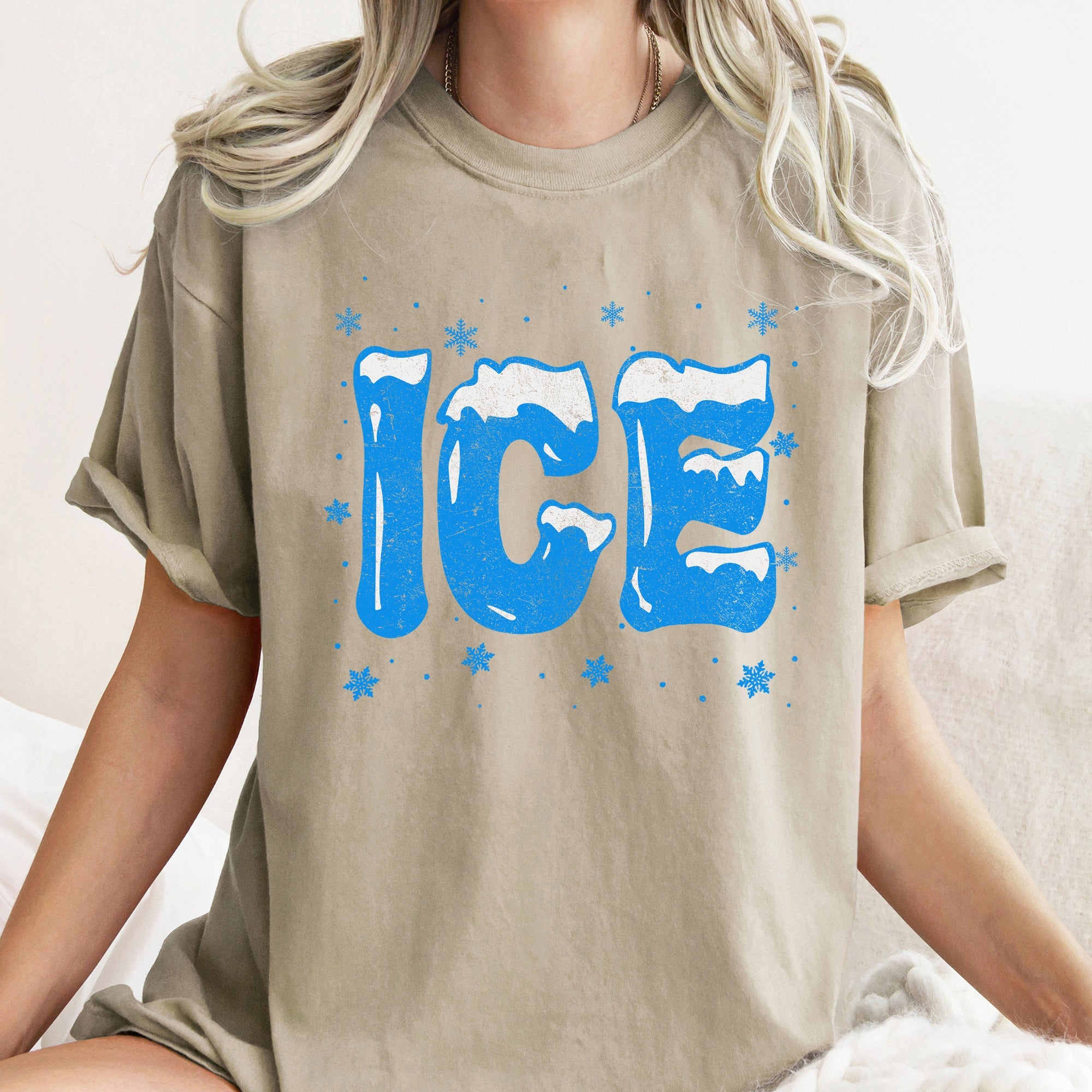 Ice Cold Christmas Winter Retro Vintage Holiday Scene Art Print Nostalgic Winter Vibe Comfort Colors Tee