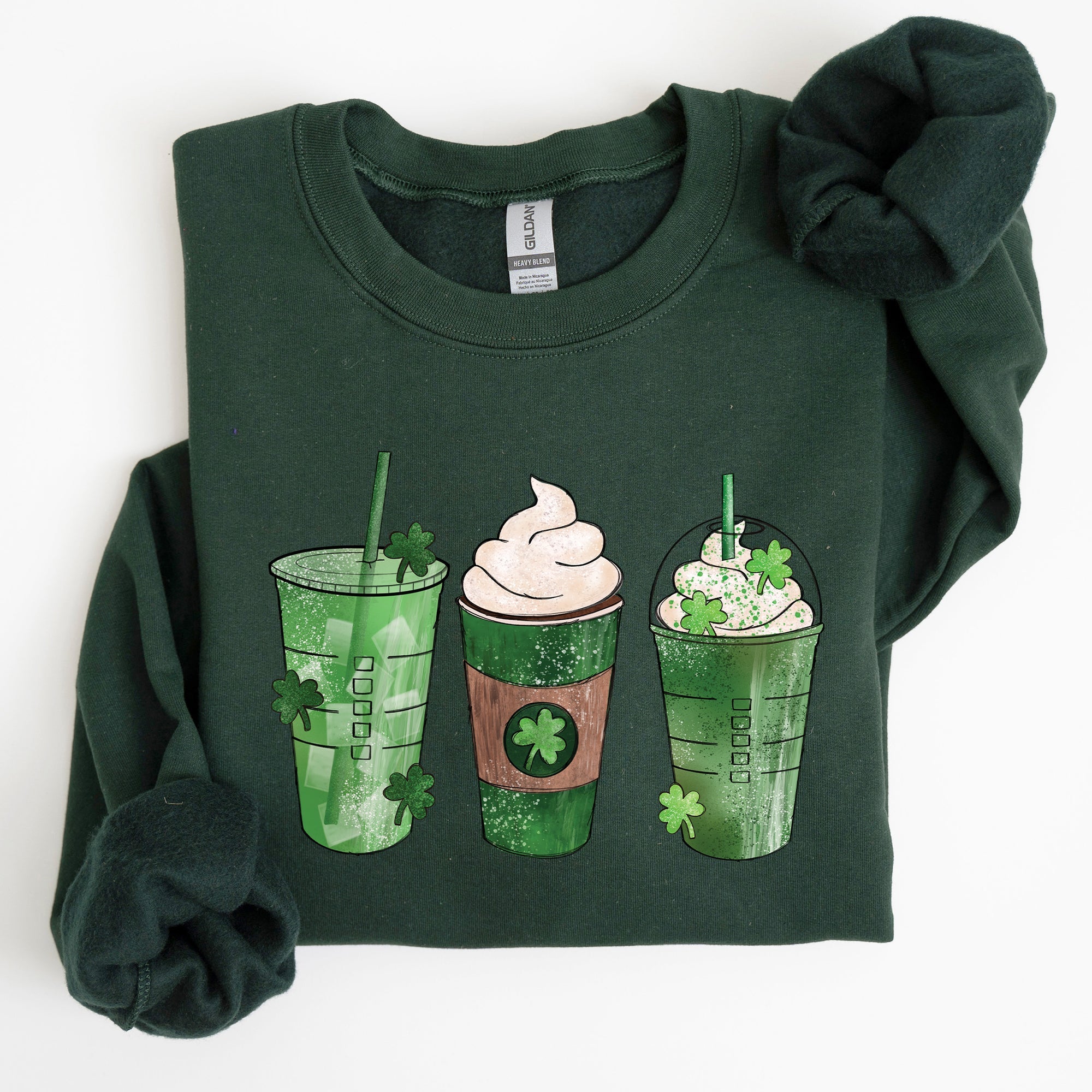 Iced Coffees And Shamrocks For St Patrick's Day Festive Coffee Lover Edition Sweatshirt