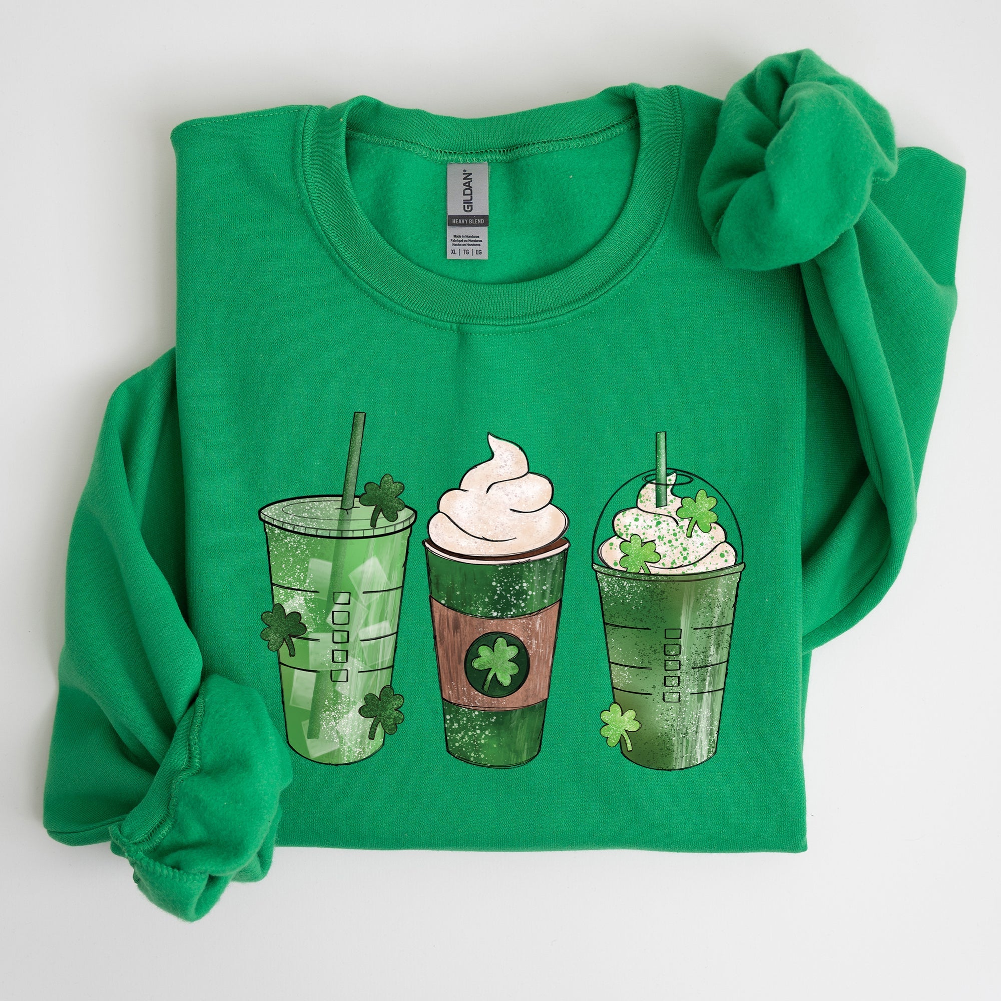 Iced Coffees And Shamrocks For St Patrick's Day Festive Coffee Lover Edition Sweatshirt