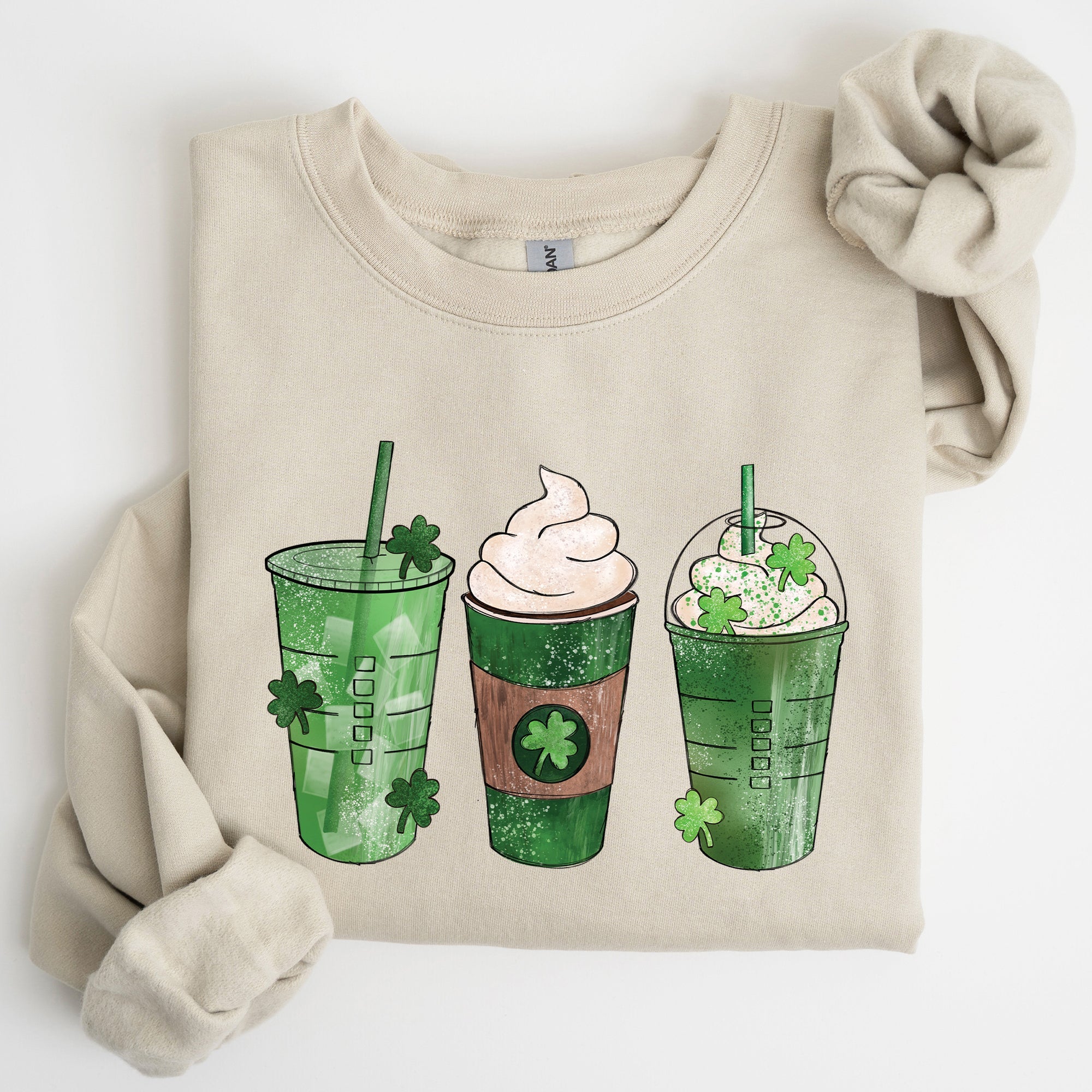 Iced Coffees And Shamrocks For St Patrick's Day Festive Coffee Lover Edition Sweatshirt