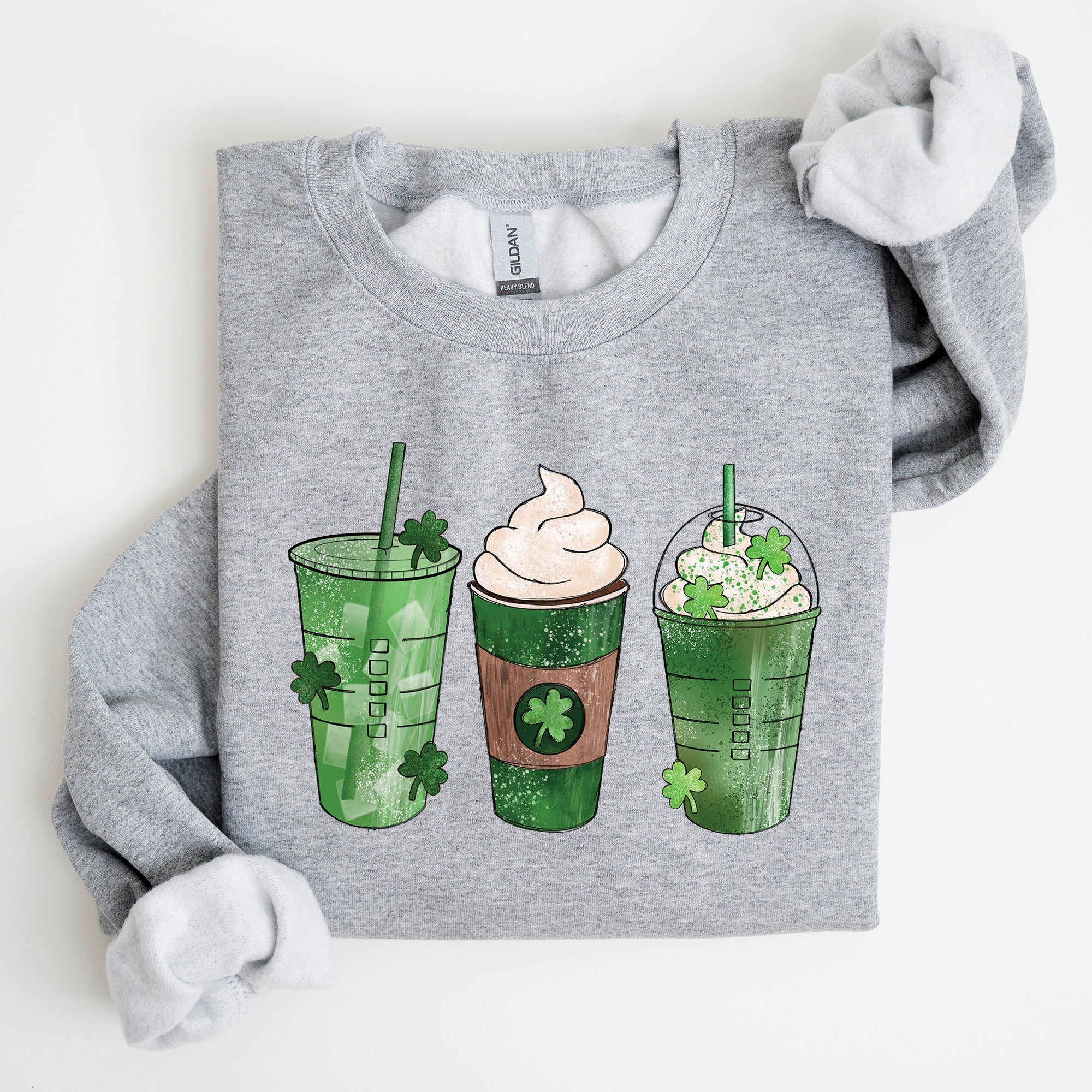 Iced Coffees And Shamrocks For St Patrick's Day Festive Coffee Lover Edition Sweatshirt