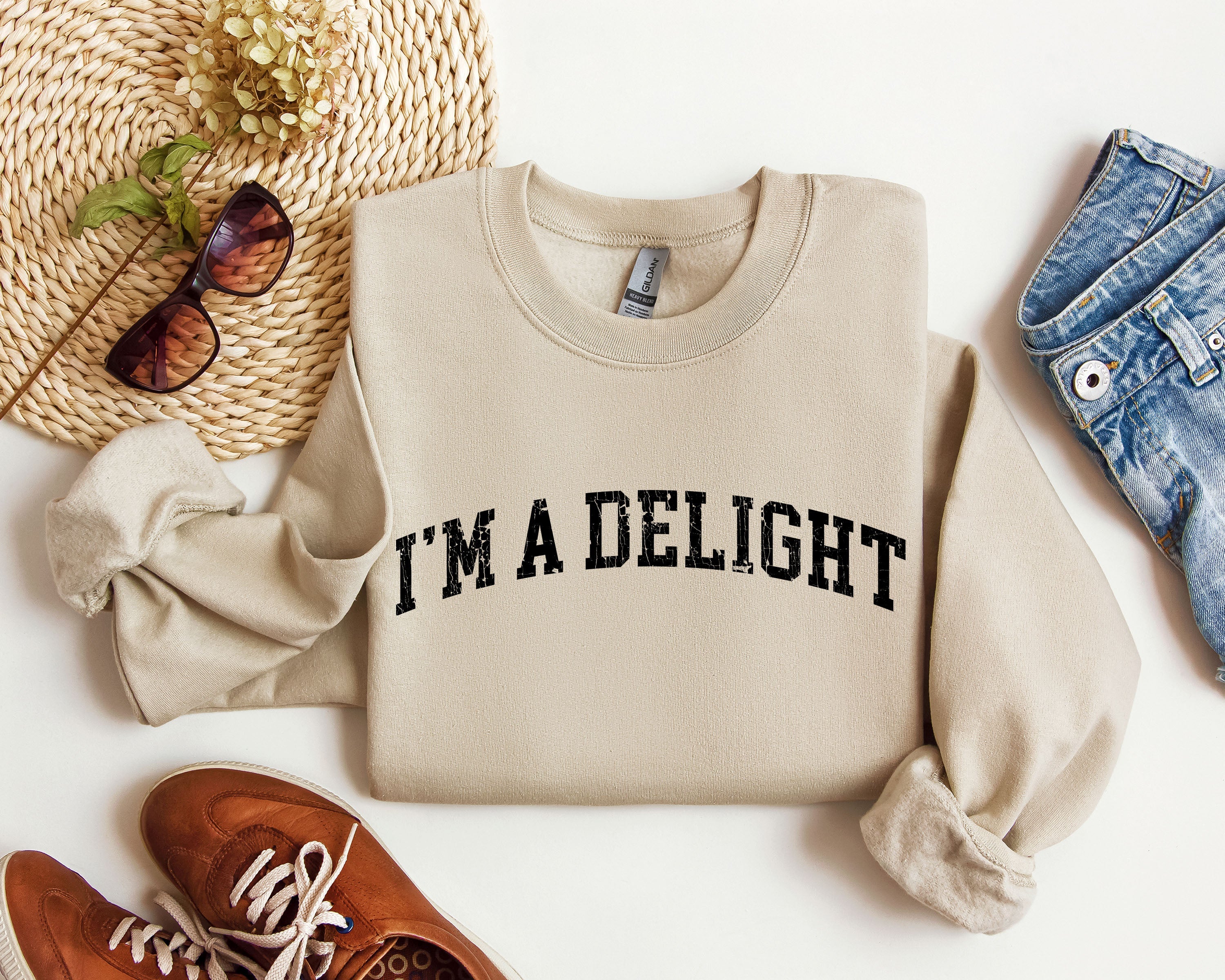 I'm A Delight Sarcastic College Mood Booster Graphic Cozy Campus Life Vibe Sweatshirt