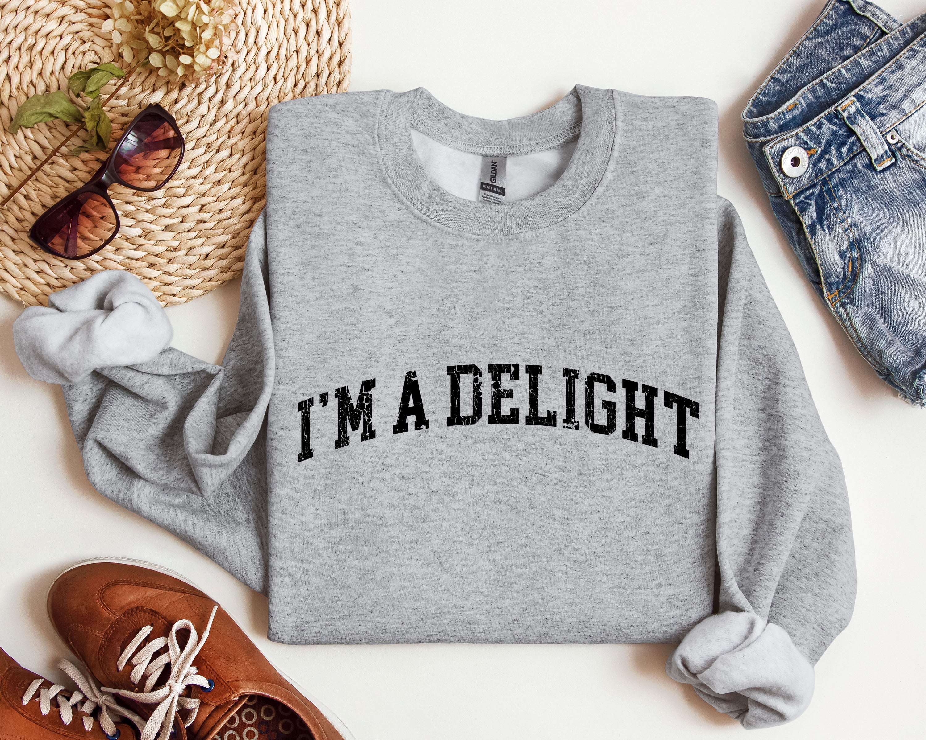 I'm A Delight Sarcastic College Mood Booster Graphic Cozy Campus Life Vibe Sweatshirt