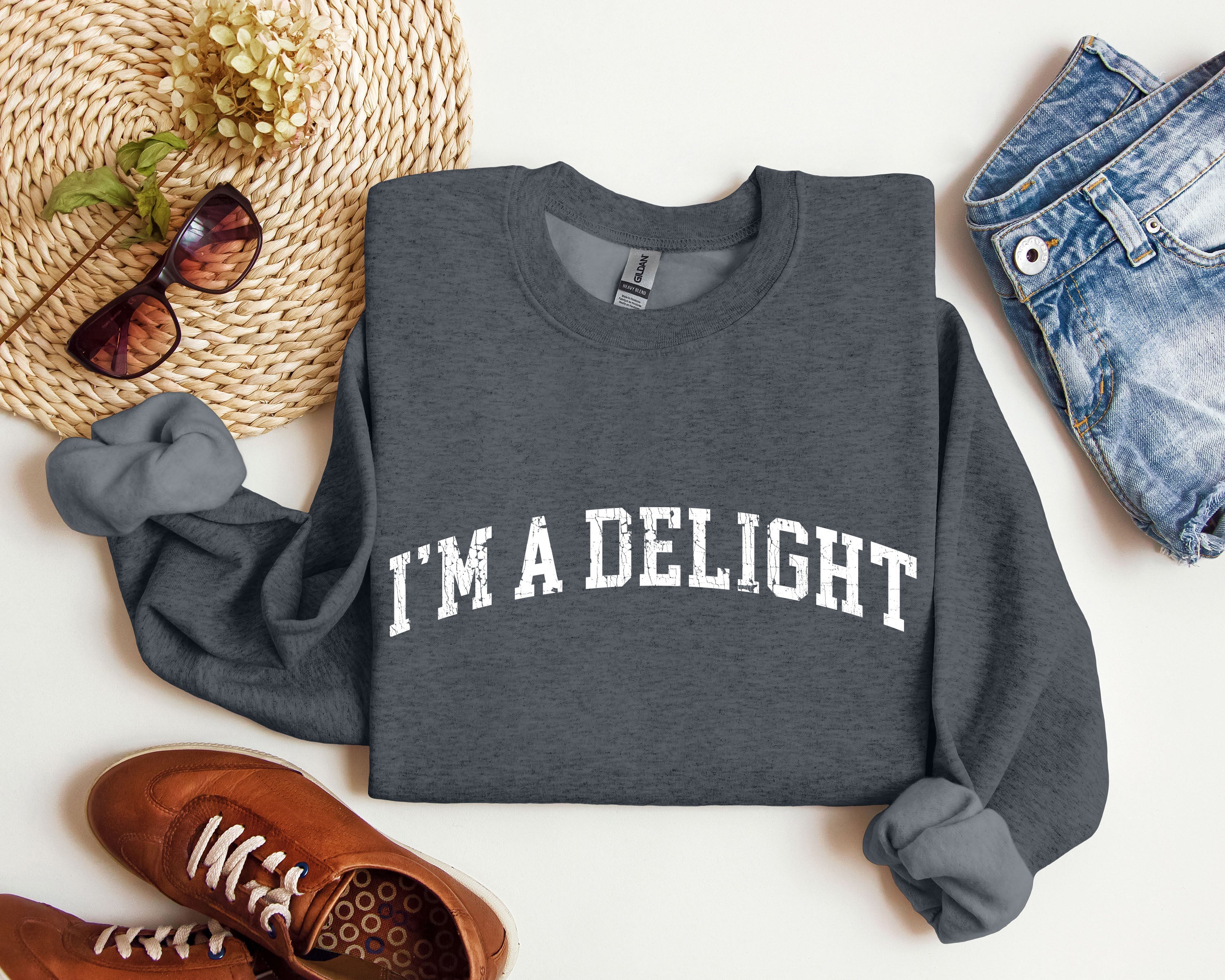 I'm A Delight Sarcastic College Mood Booster Graphic Cozy Campus Life Vibe Sweatshirt