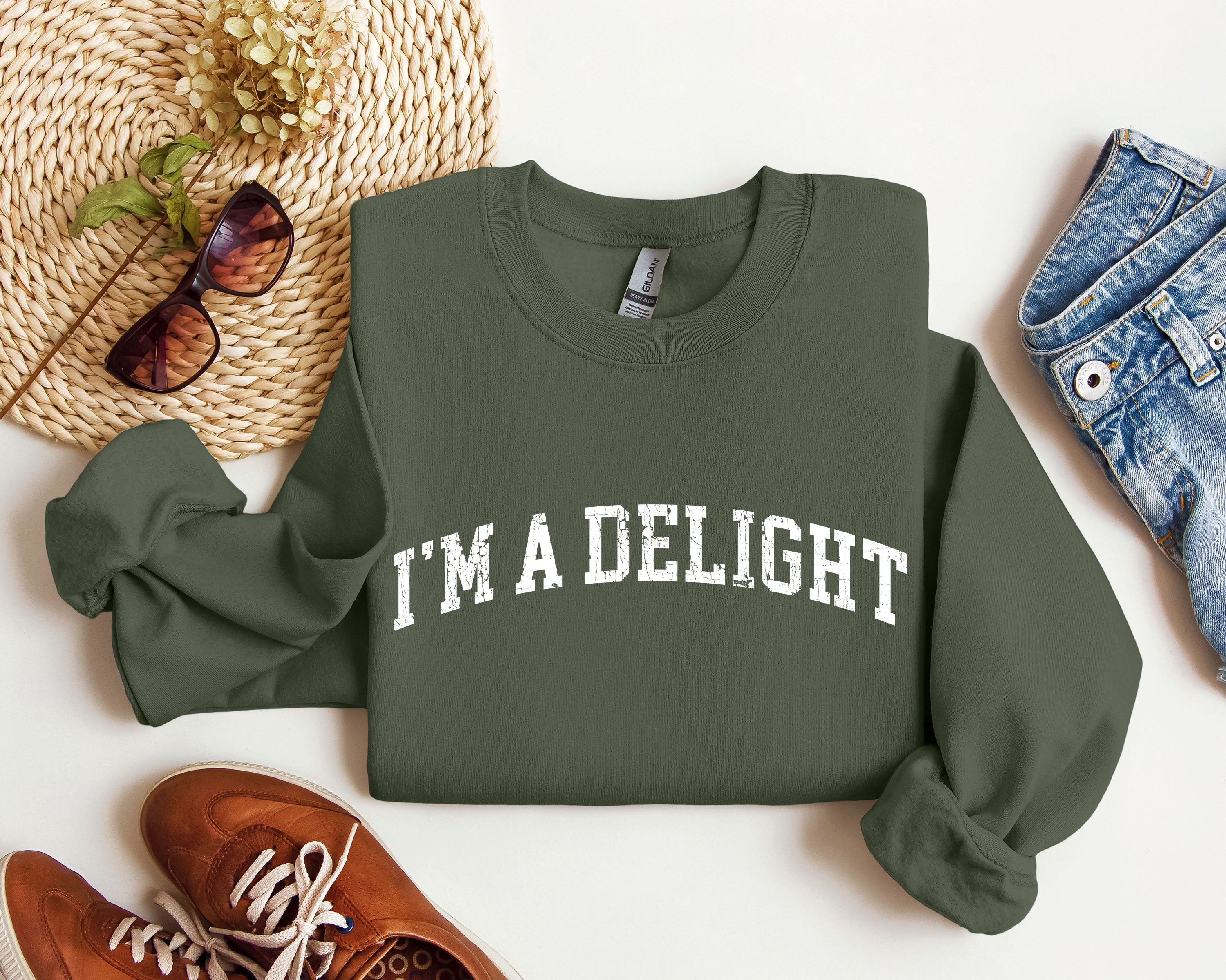 I'm A Delight Sarcastic College Mood Booster Graphic Cozy Campus Life Vibe Sweatshirt