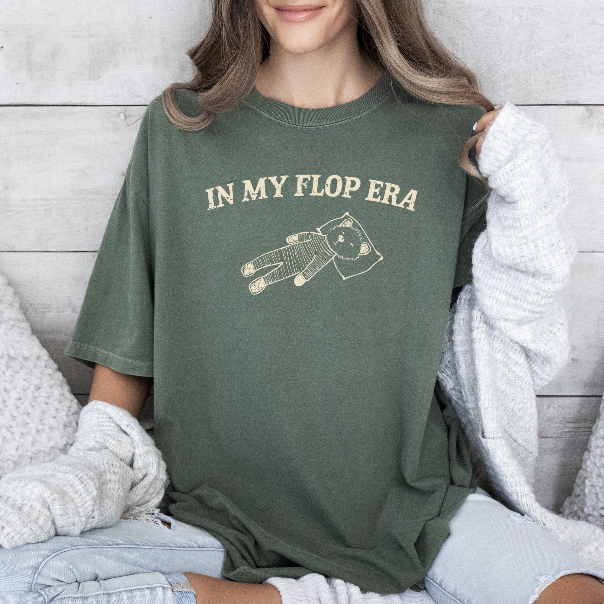 In My Flop Era Bear Meme Aesthetic Funny Vintage Style Pop Culture Graphic Comfort Colors Tee