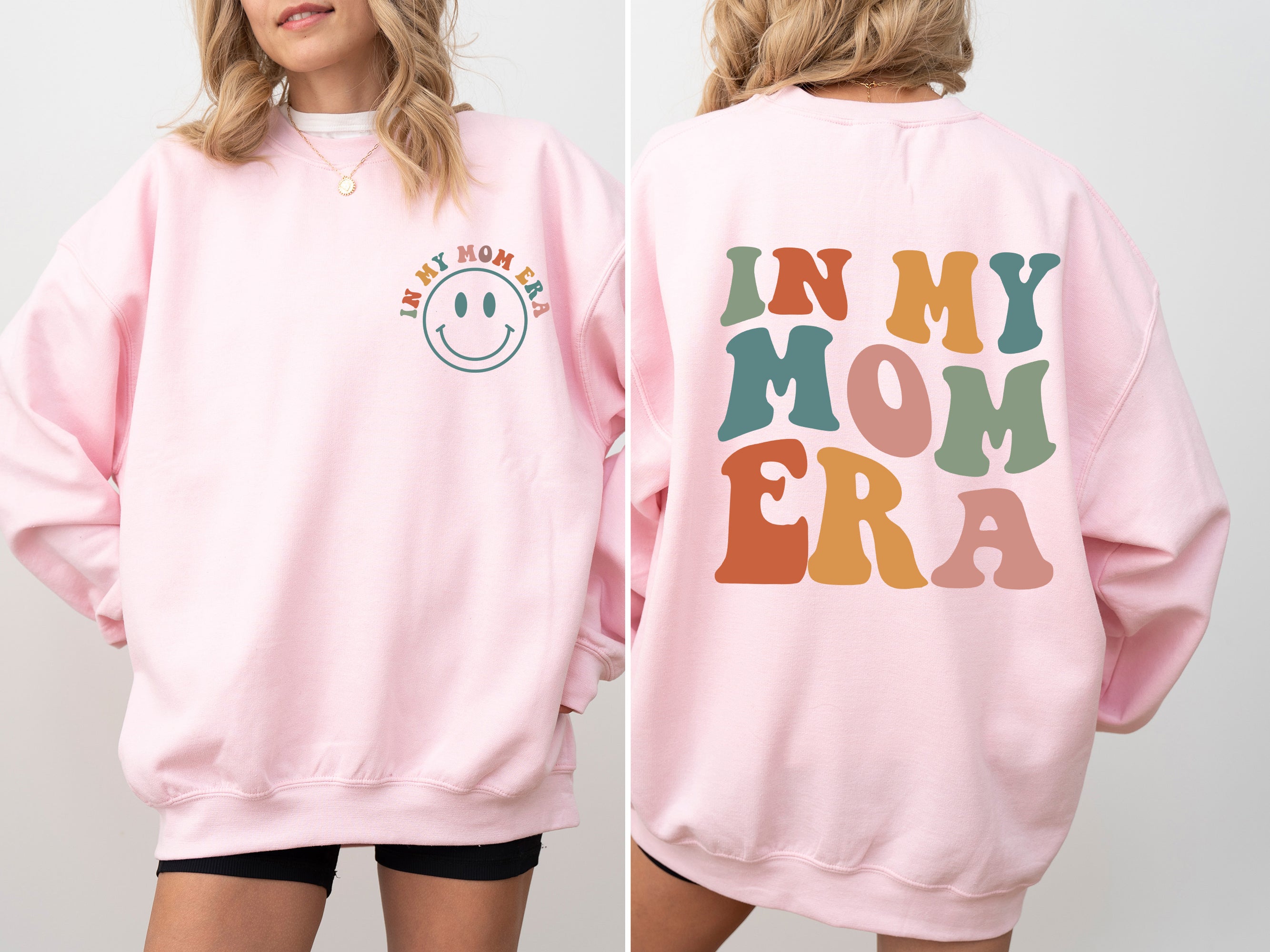 In My Mom Era Front And Back Print Sweatshirt Soft Fleece Lined Cozy Fit Premium Quality Fabric