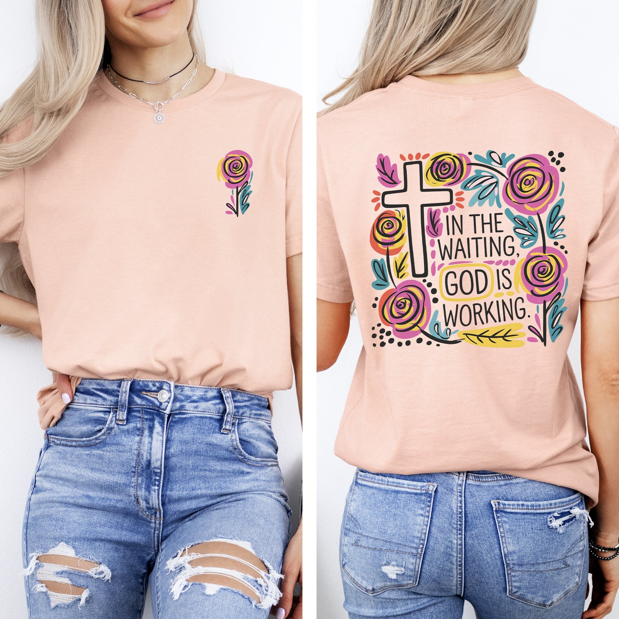 In The Waiting God Is Working Christian Gospel Faith Saved Grace Comfort Colors Tee