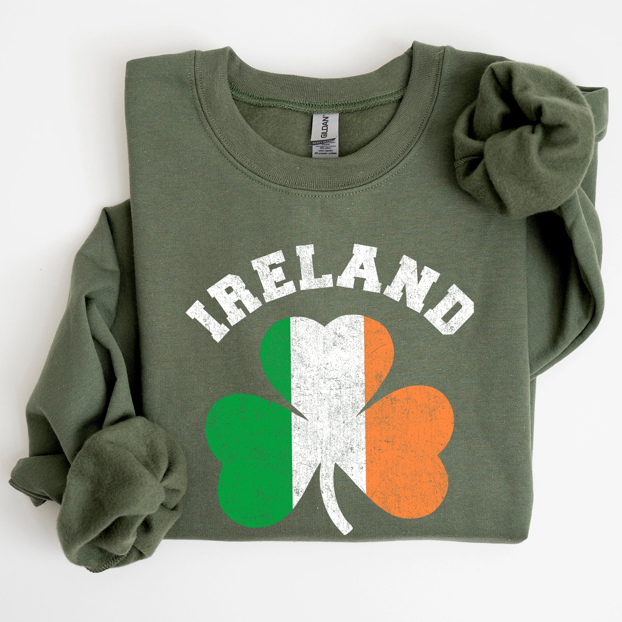 Ireland Shamrock Flag St Patrick's Day Irish Pride Emblem Graphic Cozy Sweatshirt