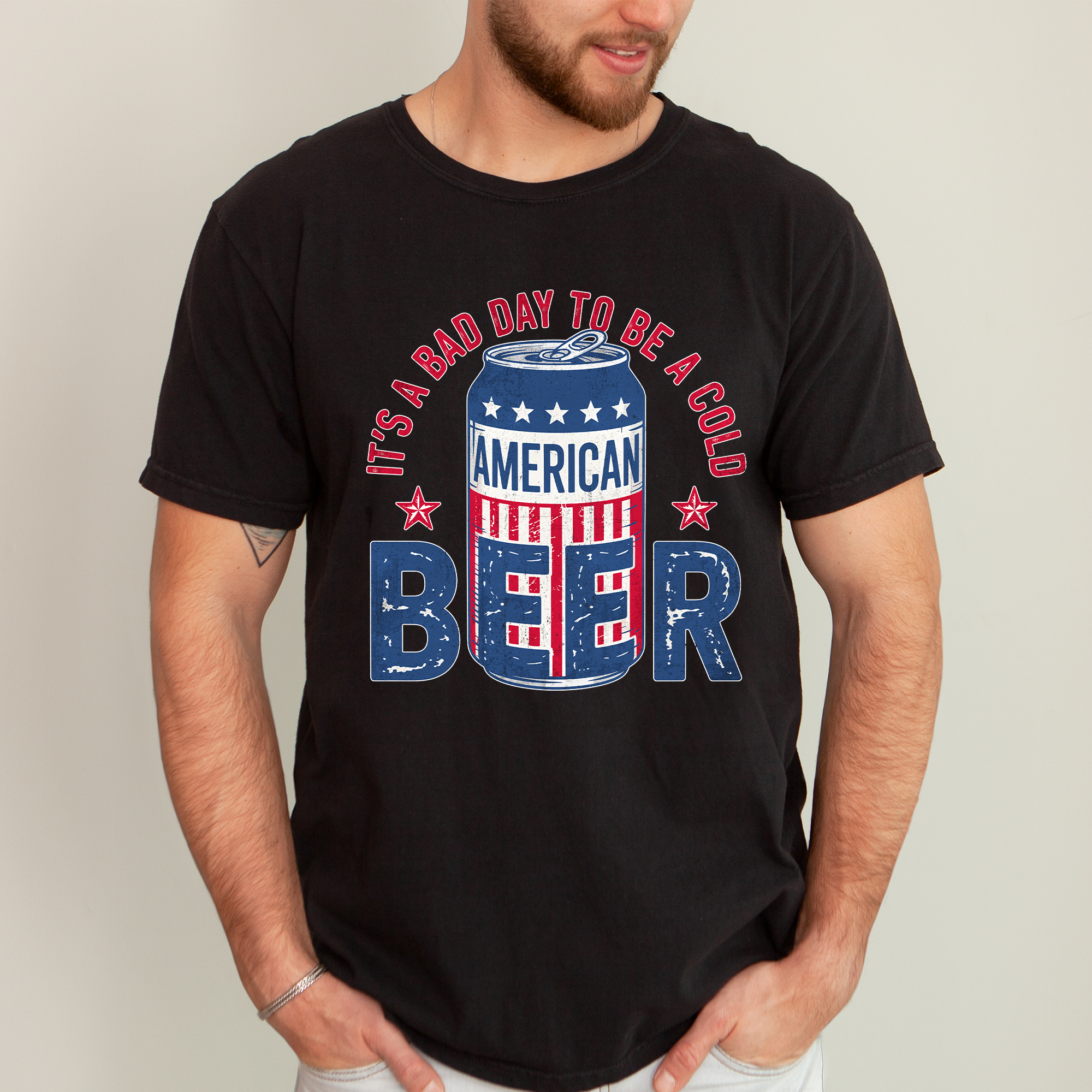 It's A Bad Day To Be A Cold Beer Flag Patriotic Edition Graphic Comfort Colors Tee