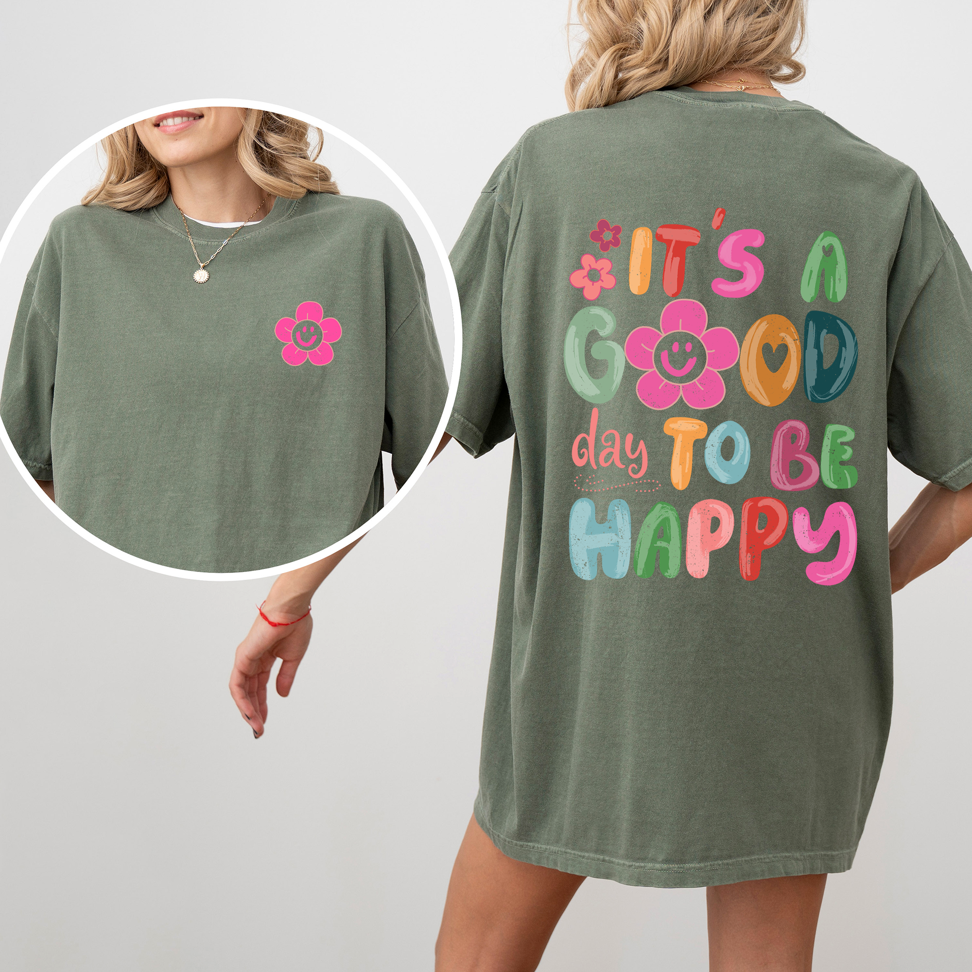 It's A Good Day To Be Happy, Smiling Daisy, Mental Health, Positivity Comfort Colors Tee