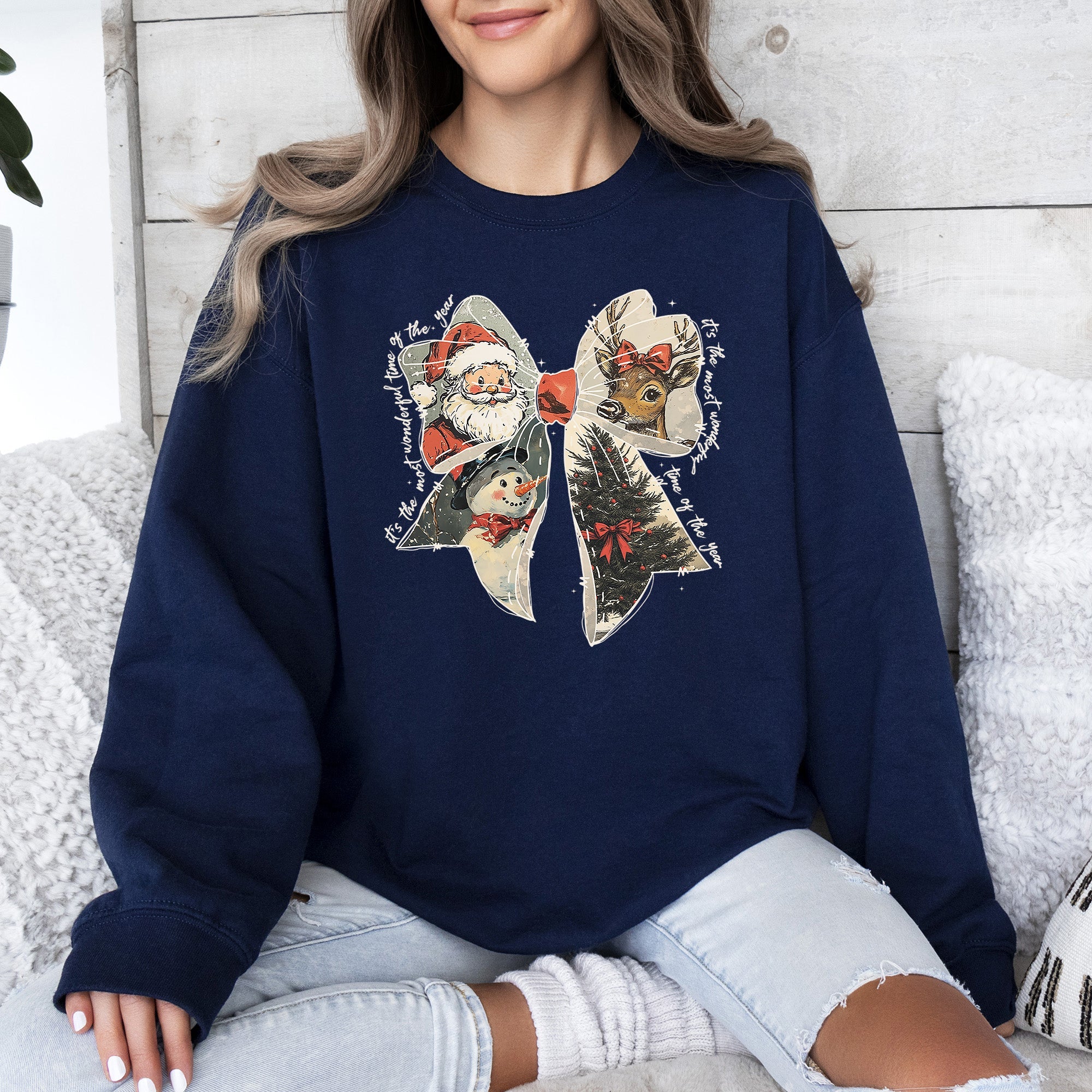 It's The Most Wonderful Time Of The Year Santa Snowman Reindeer Christmas Sweatshirt