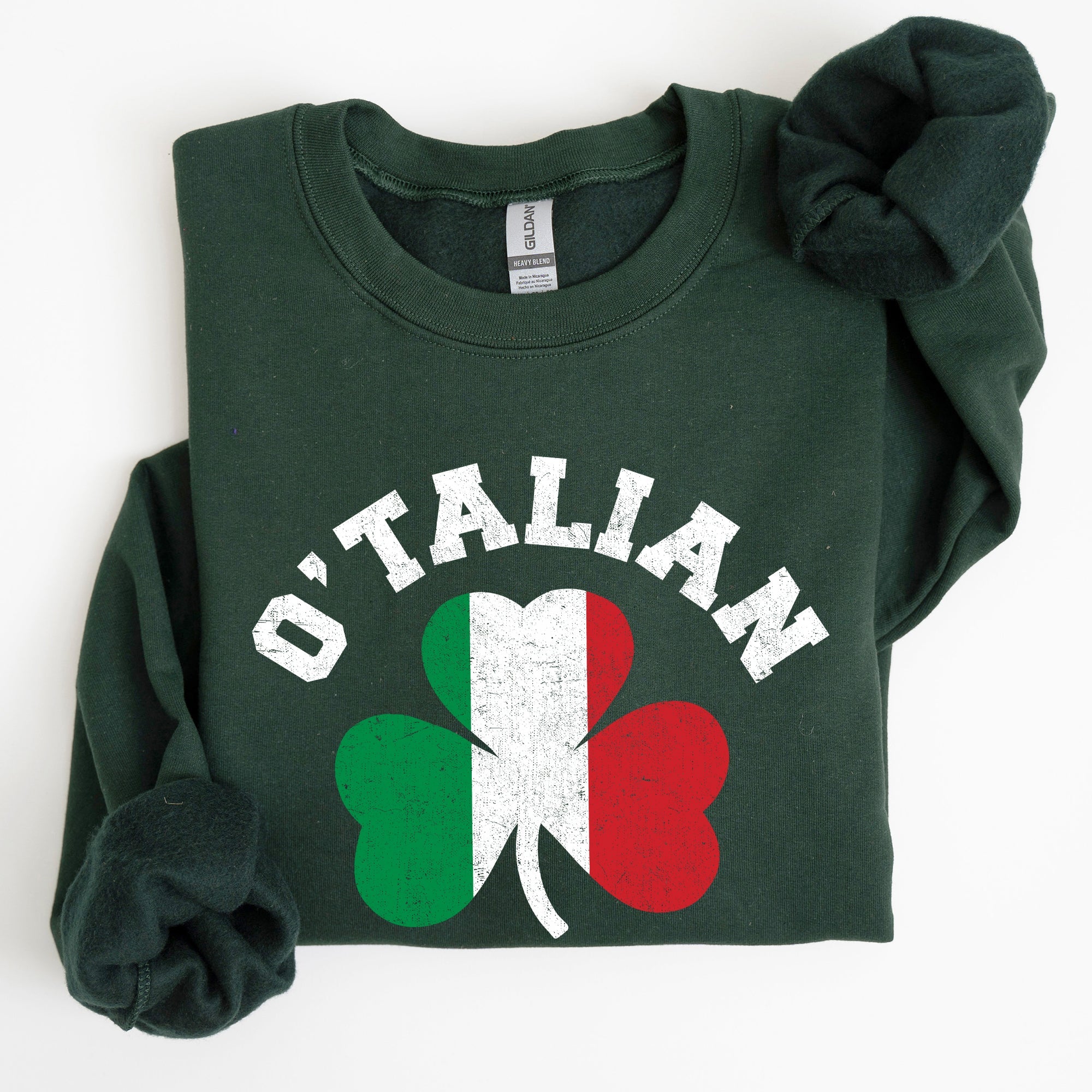 Italian Shamrock Flag St Patrick's Day Pride Edition Graphic Design Premium Sweatshirt