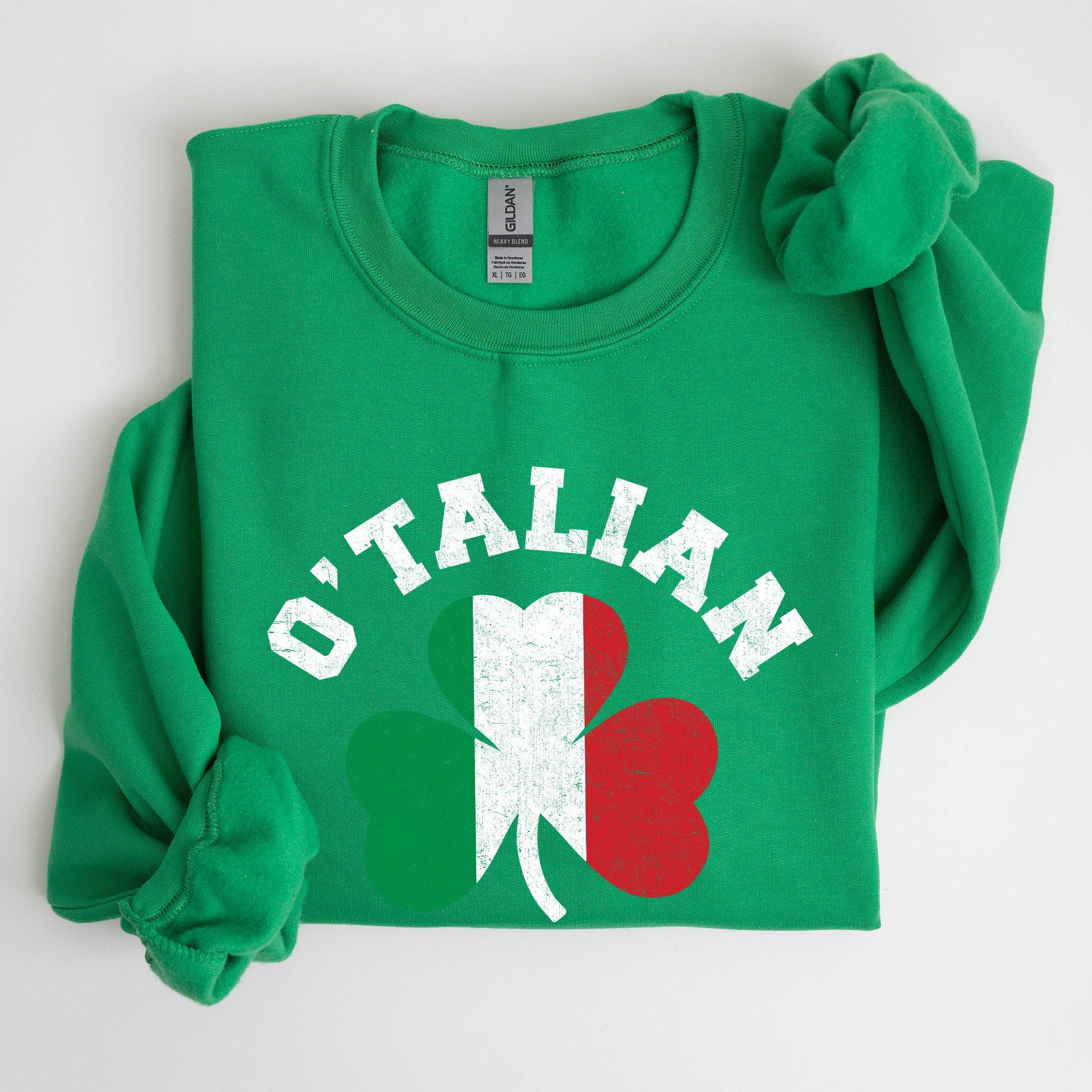 Italian Shamrock Flag St Patrick's Day Pride Edition Graphic Design Premium Sweatshirt