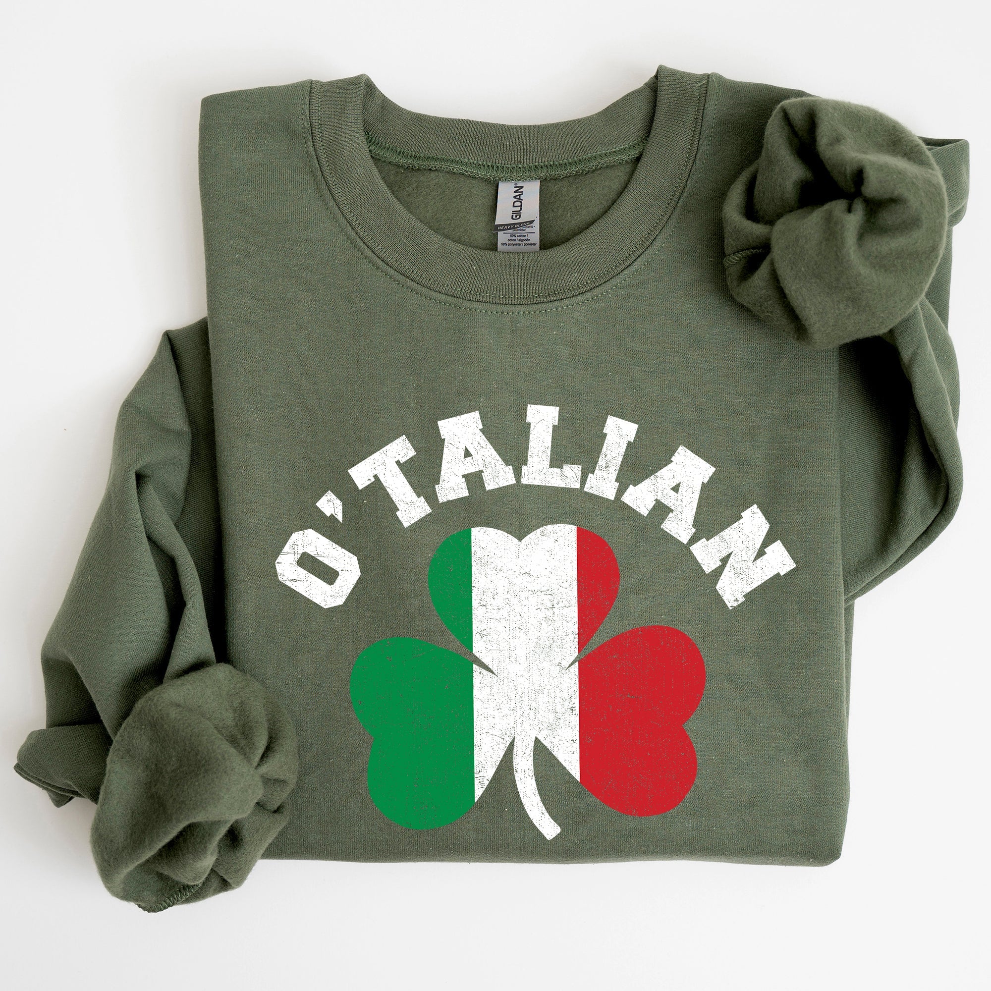 Italian Shamrock Flag St Patrick's Day Pride Edition Graphic Design Premium Sweatshirt