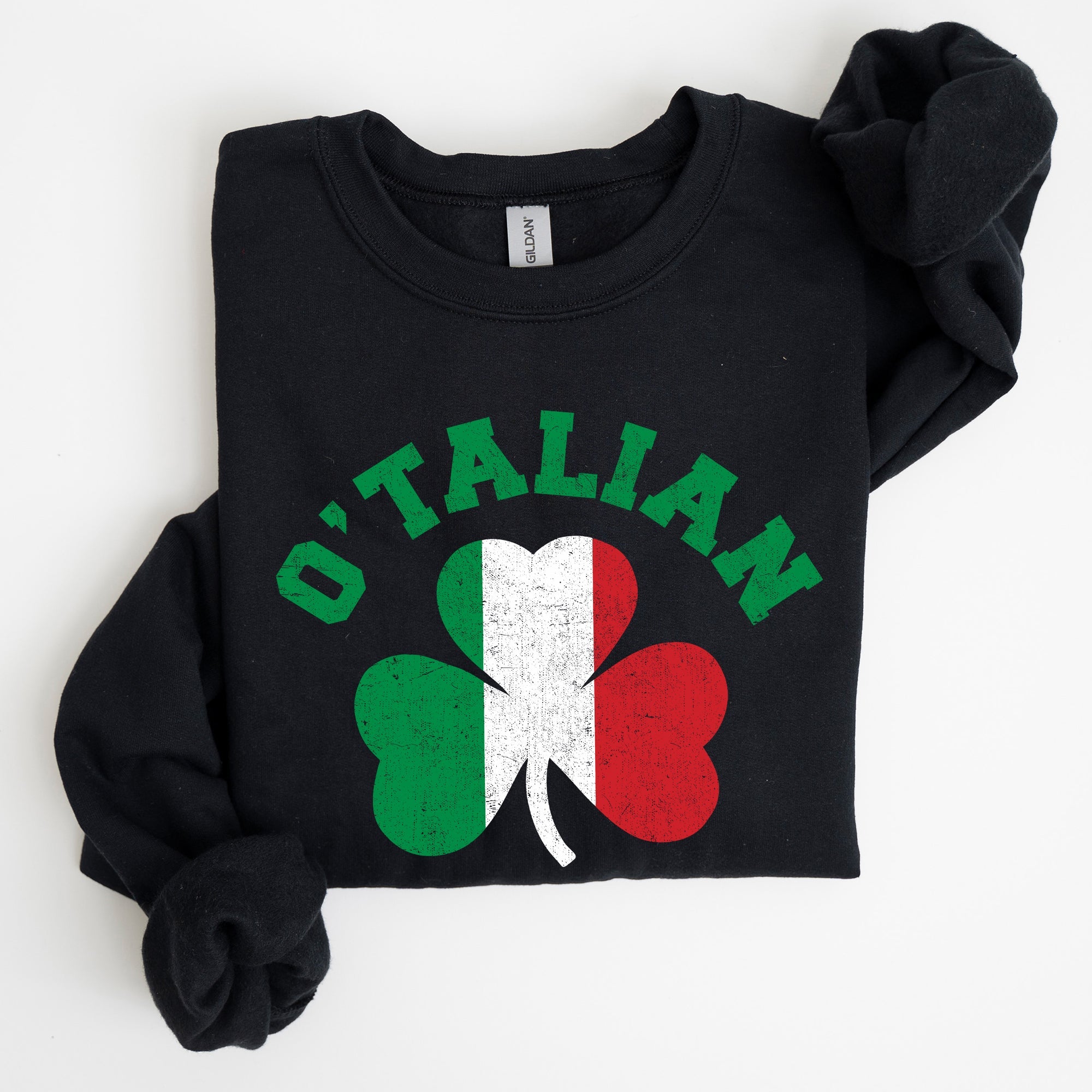 Italian Shamrock Flag St Patrick's Day Pride Edition Graphic Design Premium Sweatshirt