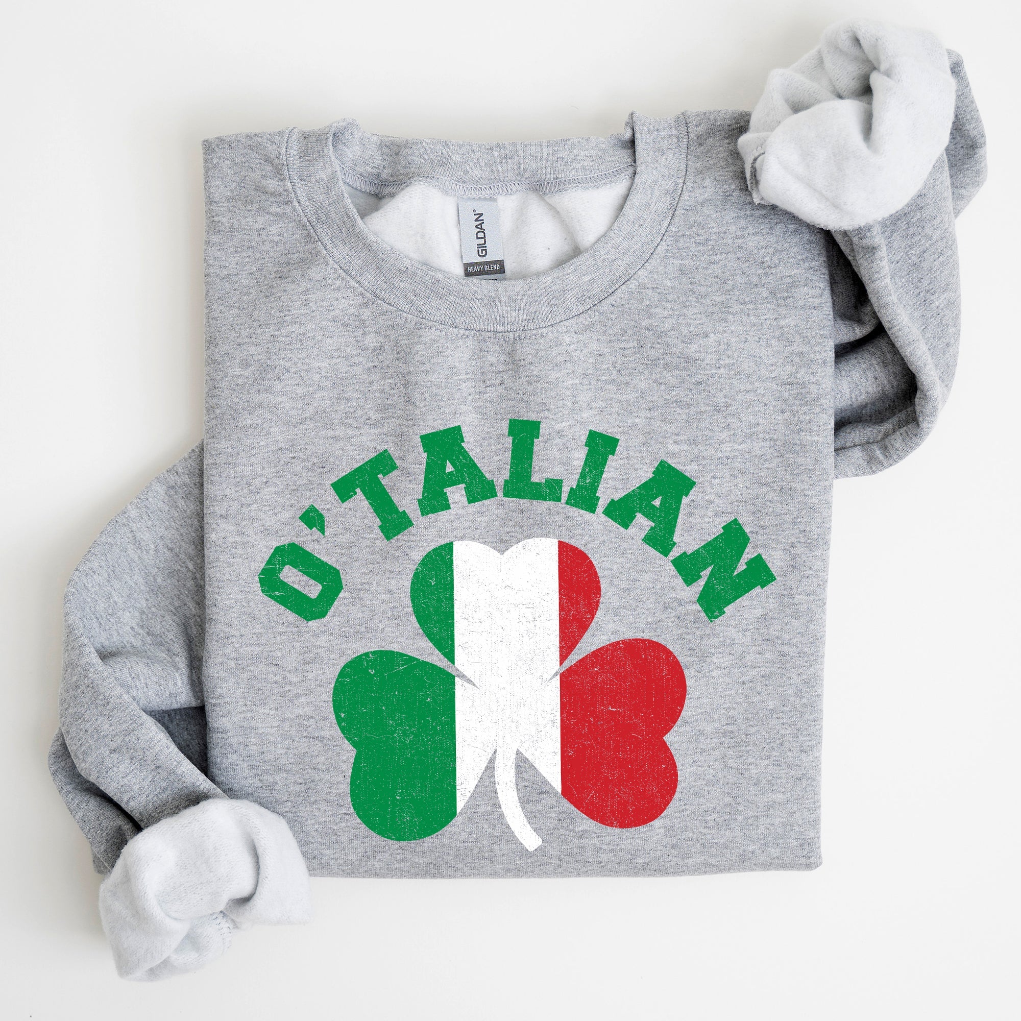 Italian Shamrock Flag St Patrick's Day Pride Edition Graphic Design Premium Sweatshirt