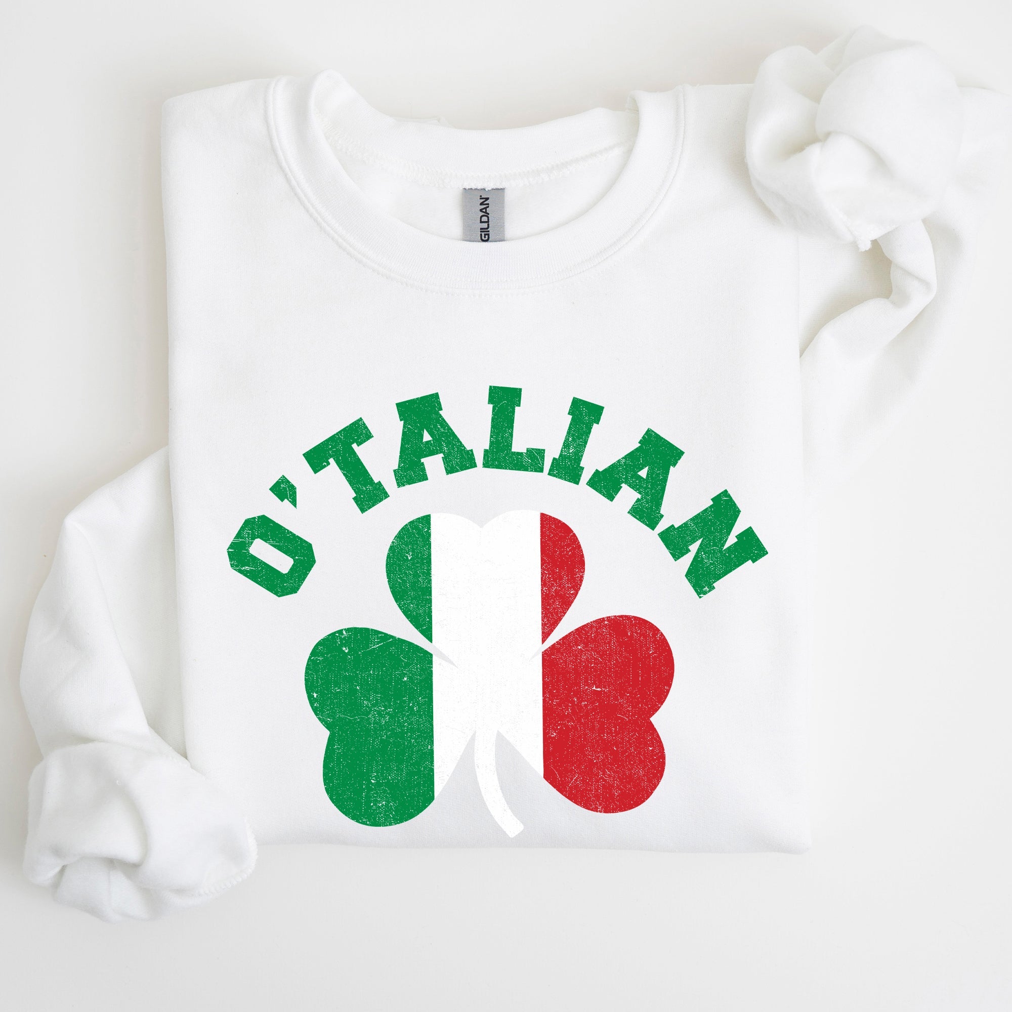 Italian Shamrock Flag St Patrick's Day Pride Edition Graphic Design Premium Sweatshirt