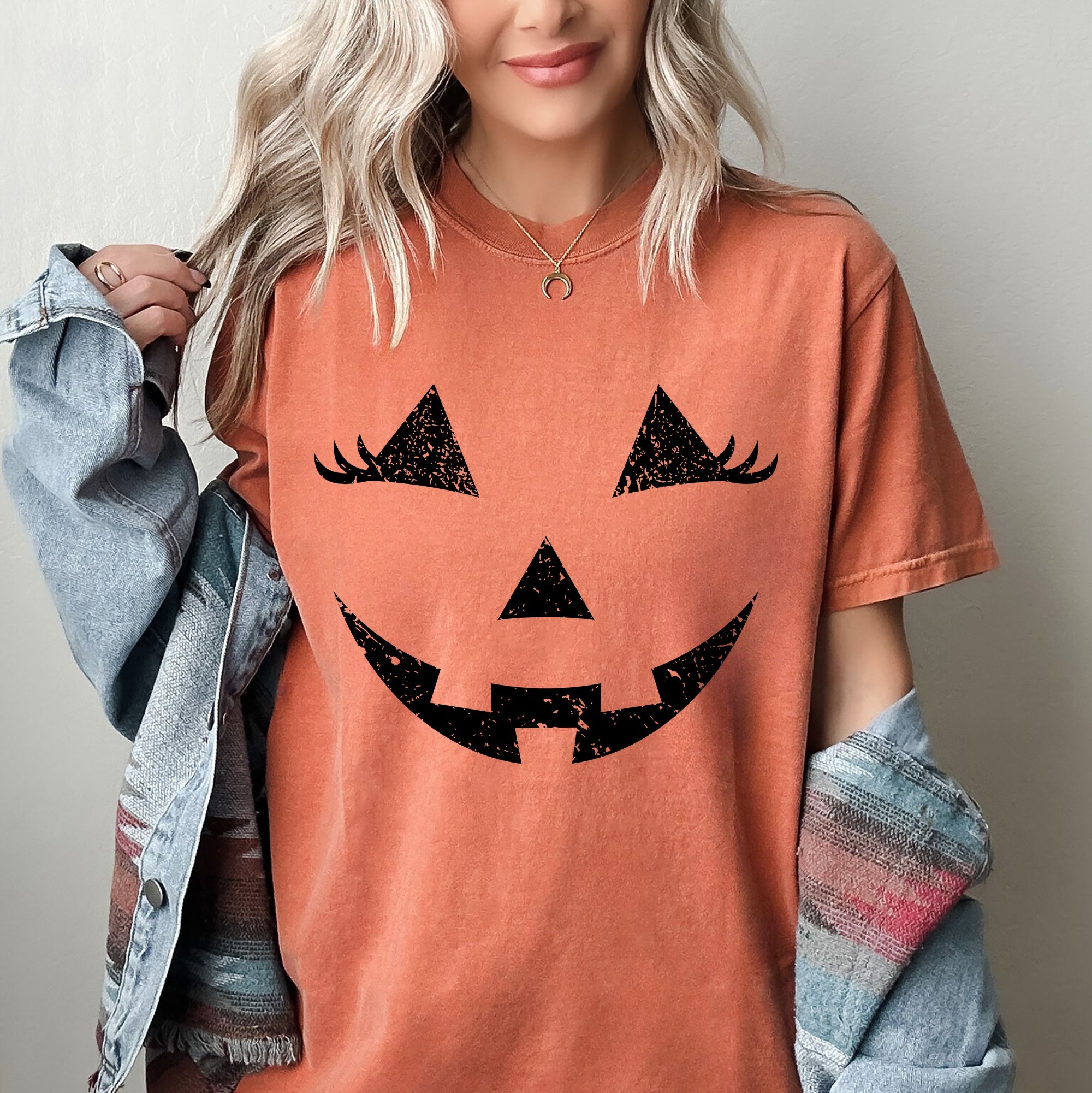 Jack-O-Lantern Girl Pumpkin Witch Halloween Spooky Trick Or Treat Costume Graphic Comfort Colors Tee
