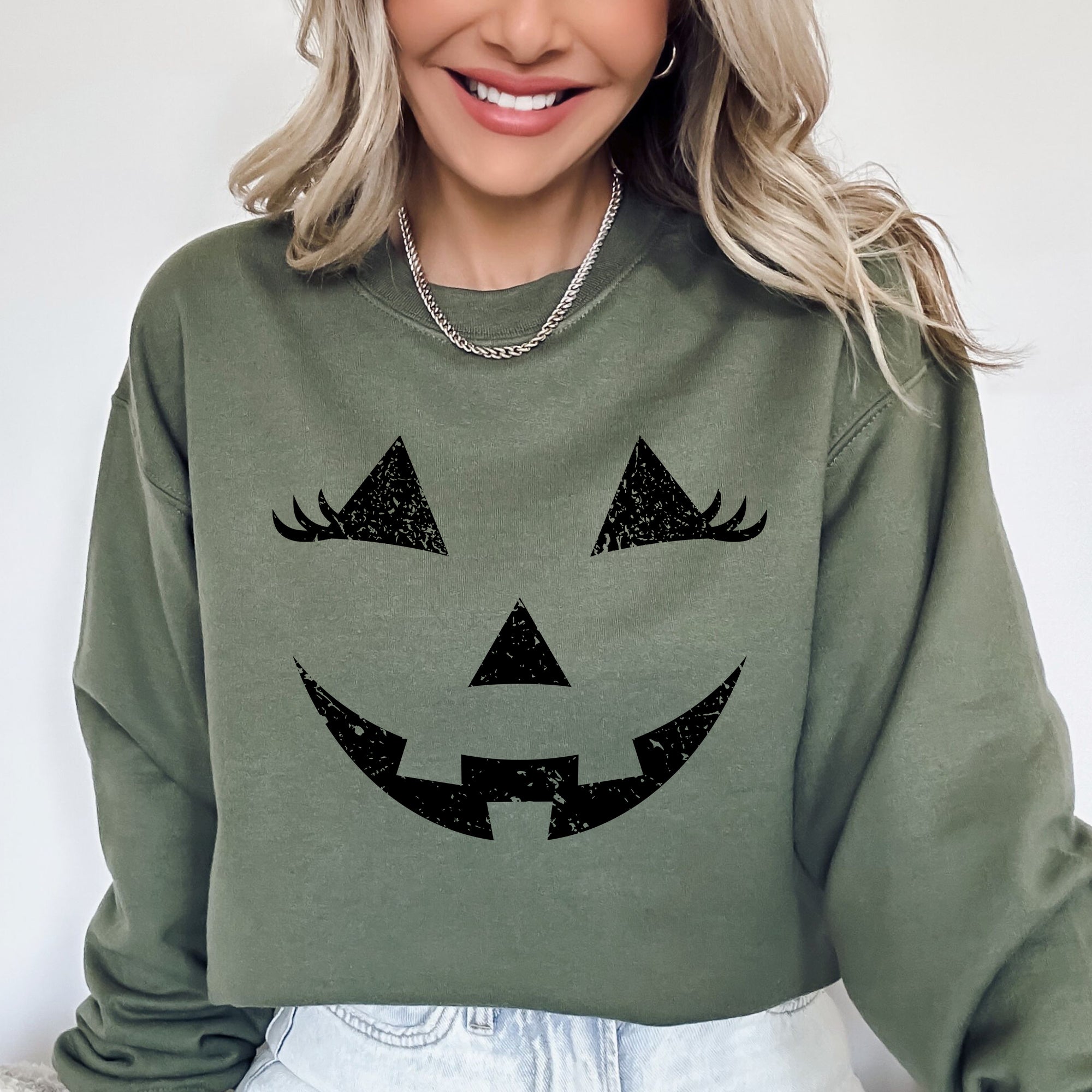 Jack-O-Lantern Girl Pumpkin Halloween Spooky Cute Trick Or Treat Witch Sweatshirt