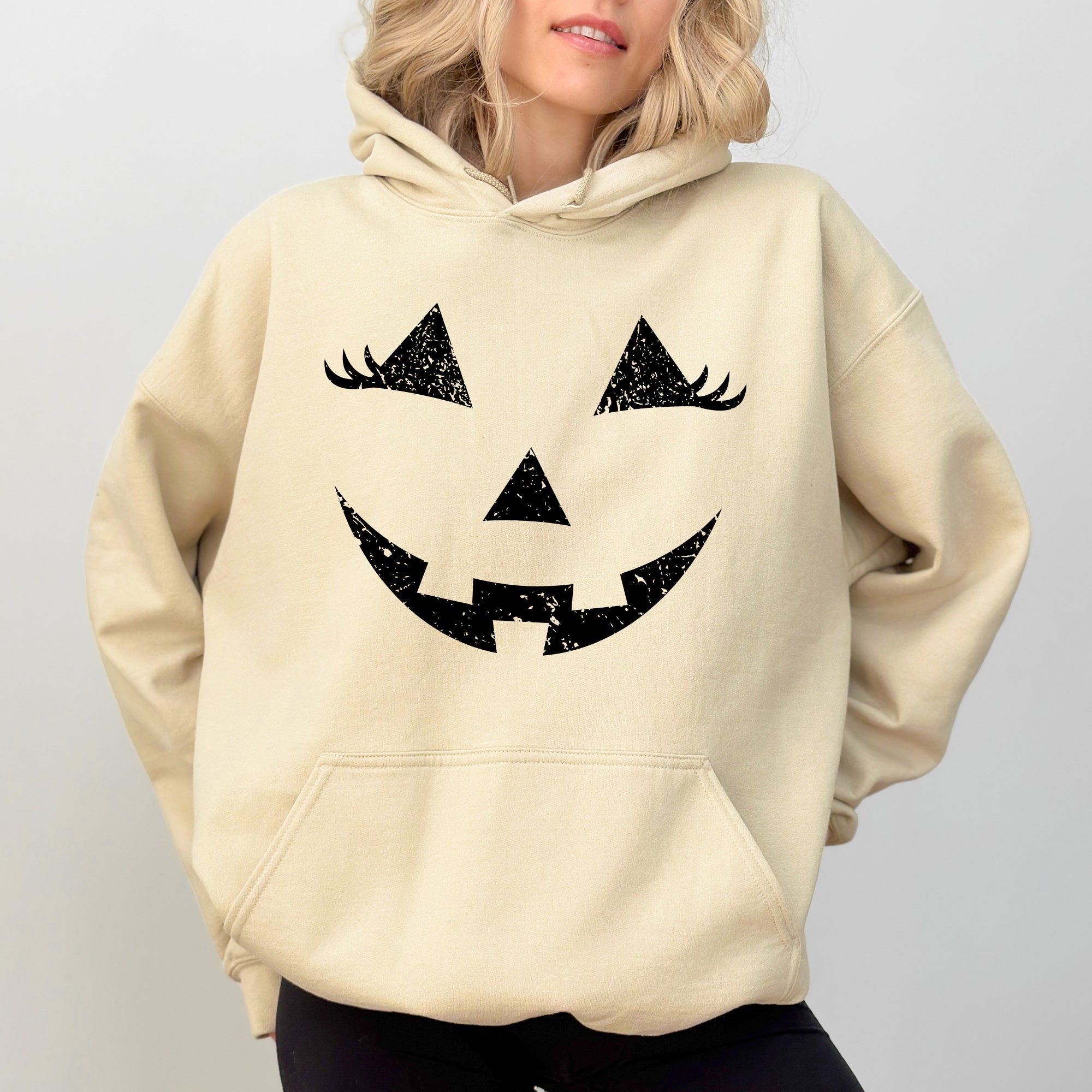 Jack-O-Lantern Girl Pumpkin Halloween Spooky Trick Or Treat Witch Hooded Sweatshirt