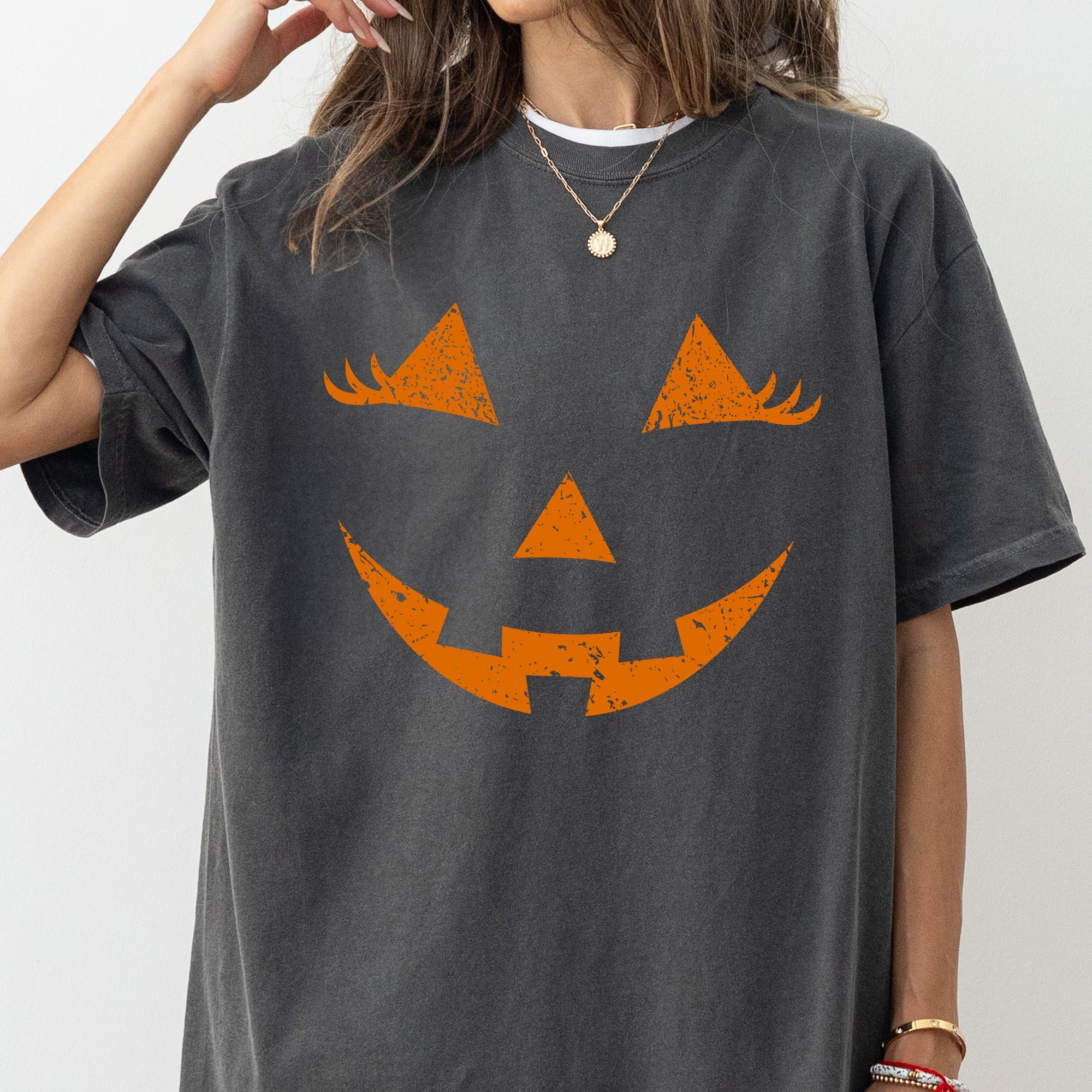 Jack-O-Lantern Girl Pumpkin Witch Halloween Spooky Trick Or Treat Costume Graphic Comfort Colors Tee