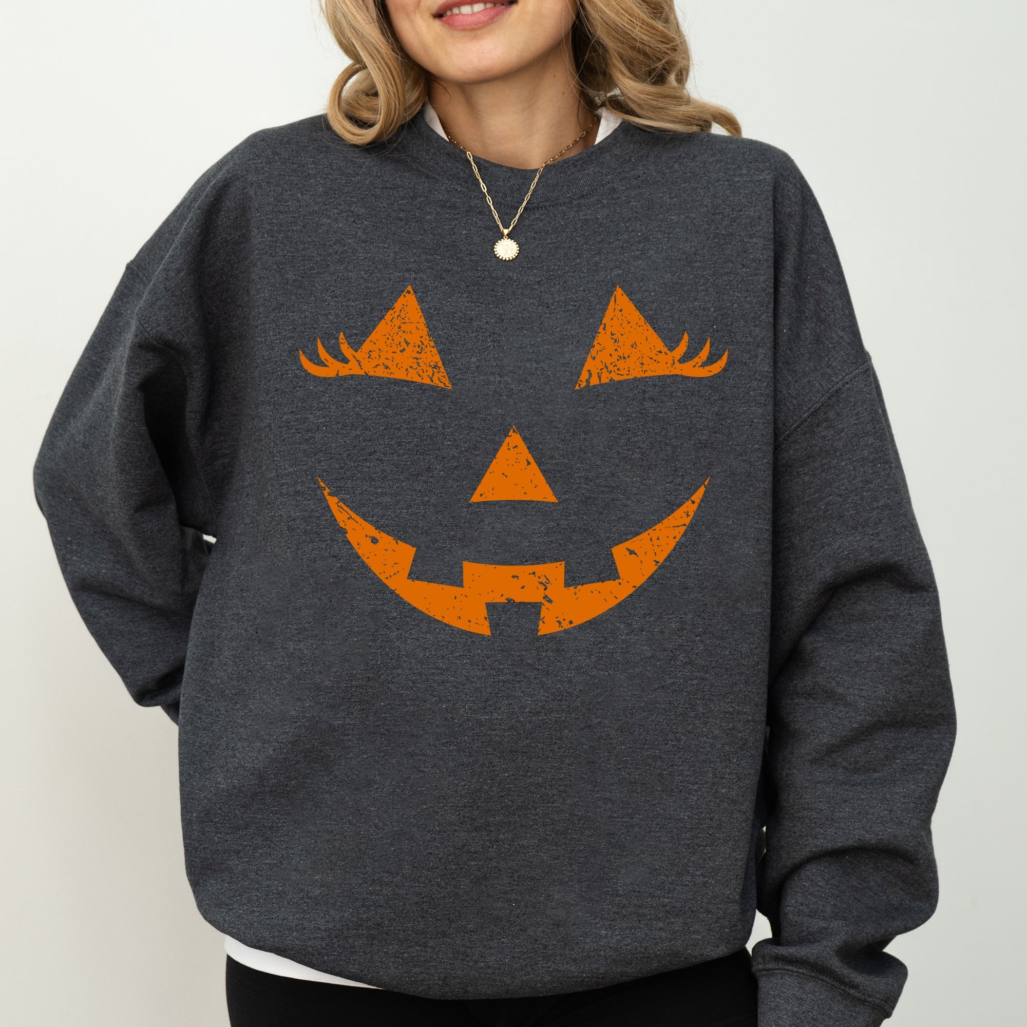 Jack-O-Lantern Girl Pumpkin Halloween Spooky Cute Trick Or Treat Witch Sweatshirt