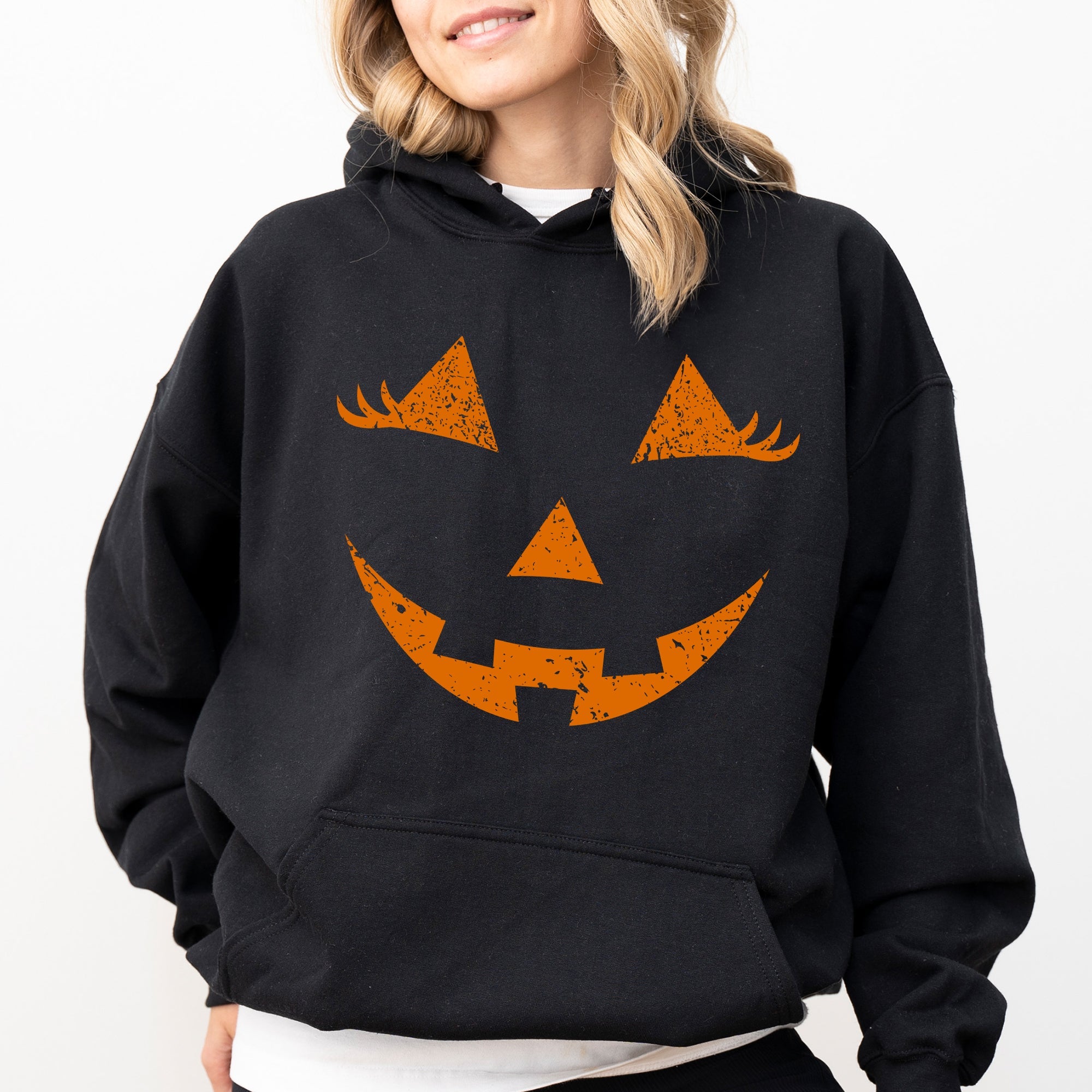 Jack-O-Lantern Girl Pumpkin Halloween Spooky Trick Or Treat Witch Hooded Sweatshirt