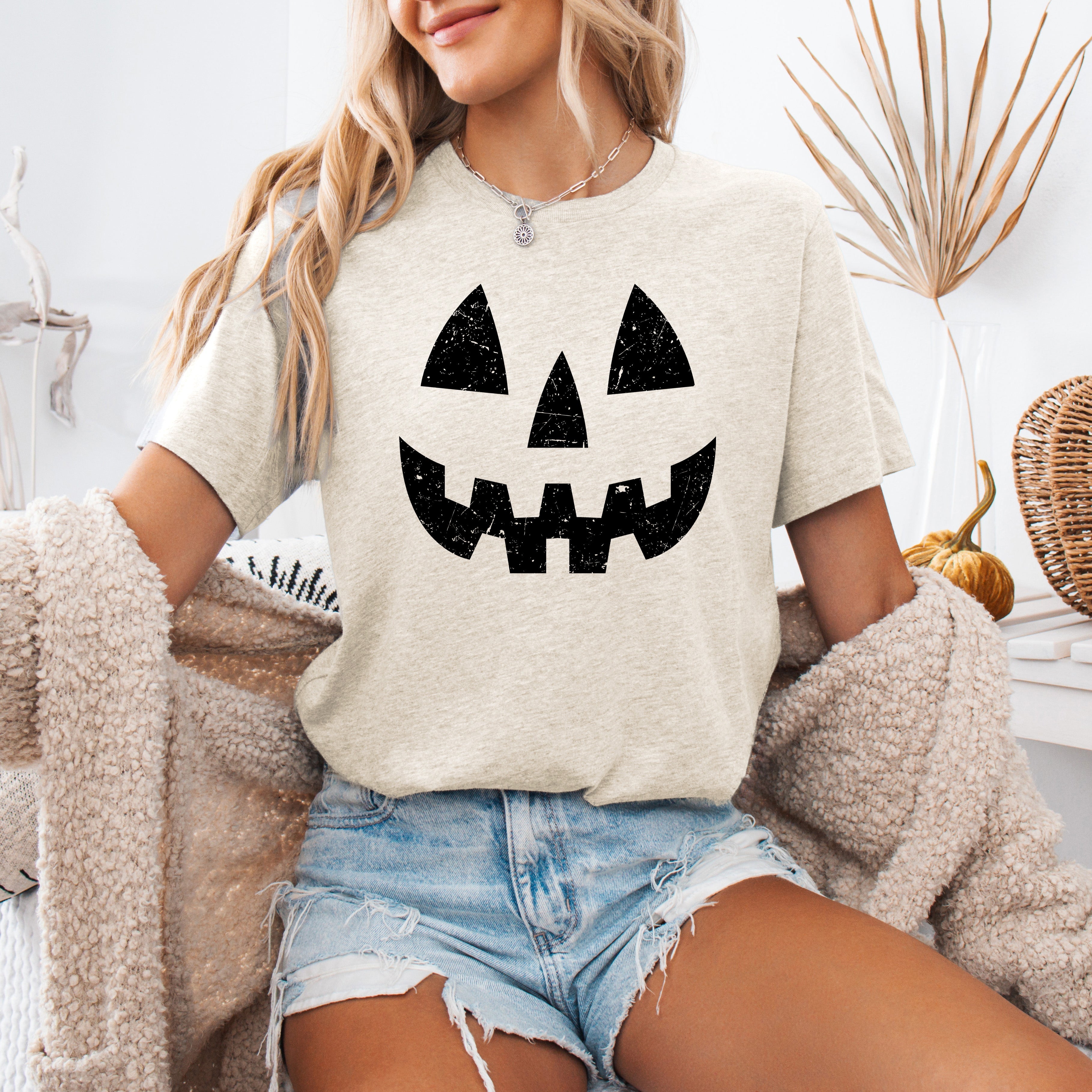 Jack-O-Lantern Cute Halloween Pumpkin Face With Friendly Smile And Spooky Charm Graphic Tee
