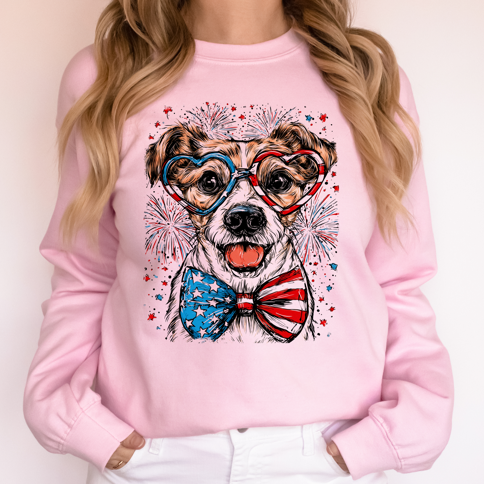 Jack Russell Terrier Patriotic USA Flag Design For Dog Lovers 4th Of July Sweatshirt