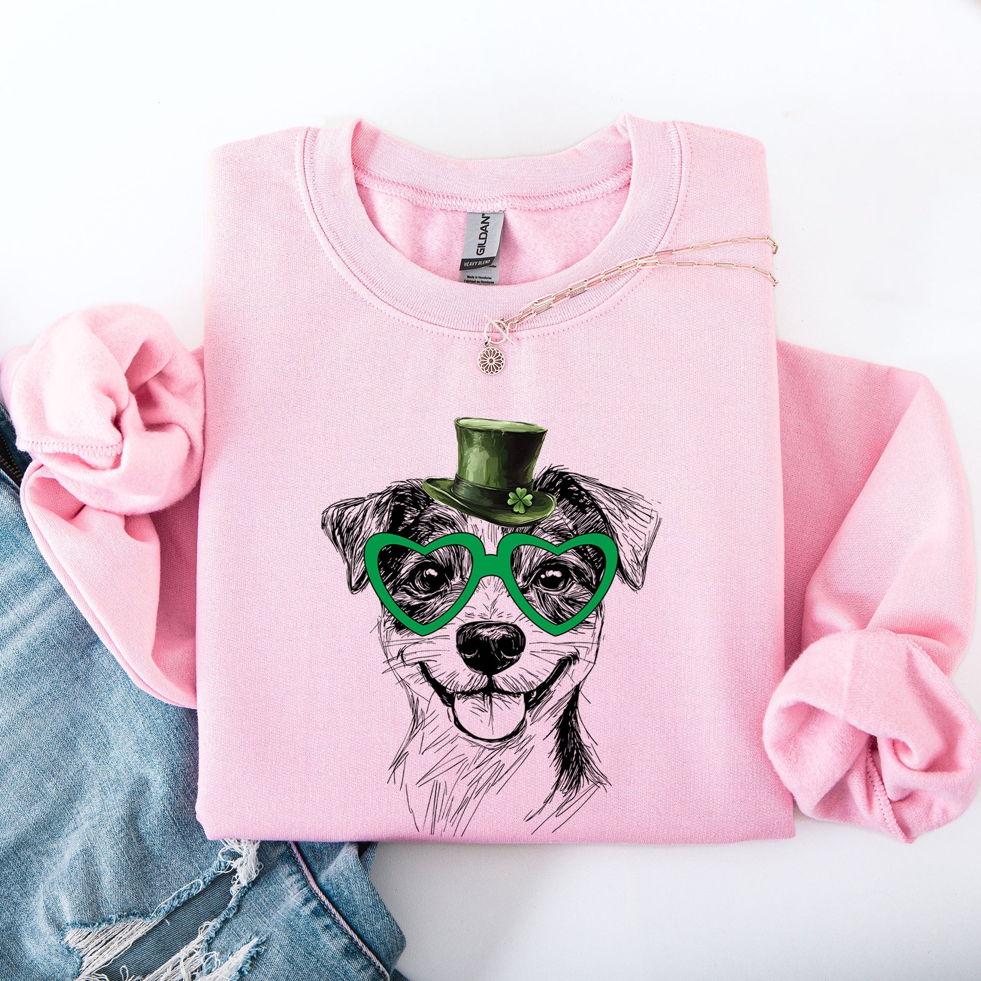 Jack Russell Irish St Patrick's Day Lucky Dog Portrait Design Cozy Premium Sweatshirt
