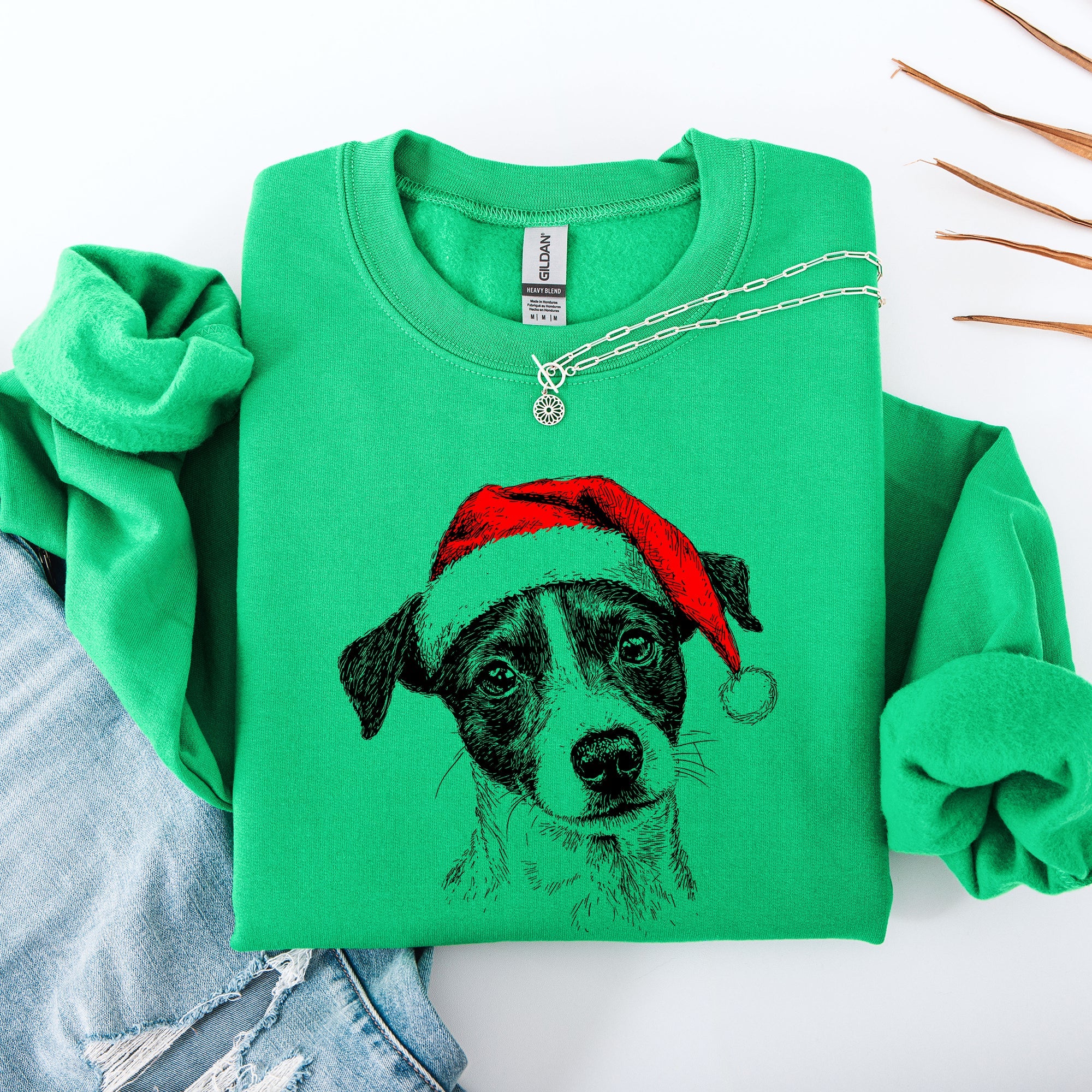 Jack Russell Santa Terrier Christmas Dog Lover Festive Holiday Premium Sweatshirt