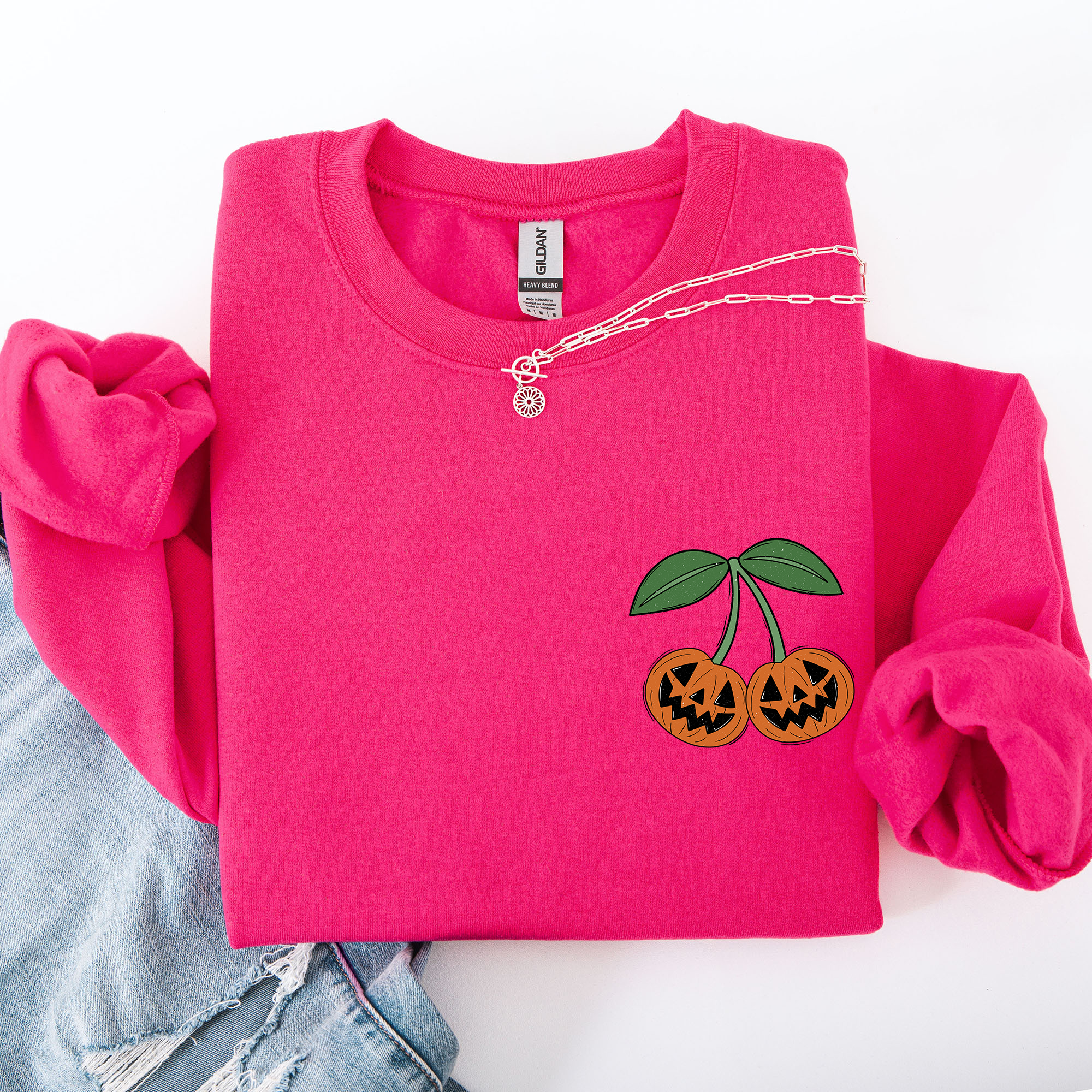 Jack O Lantern Cherry Halloween Vintage Retro Cozy Autumn Night In Graphic Sweatshirt