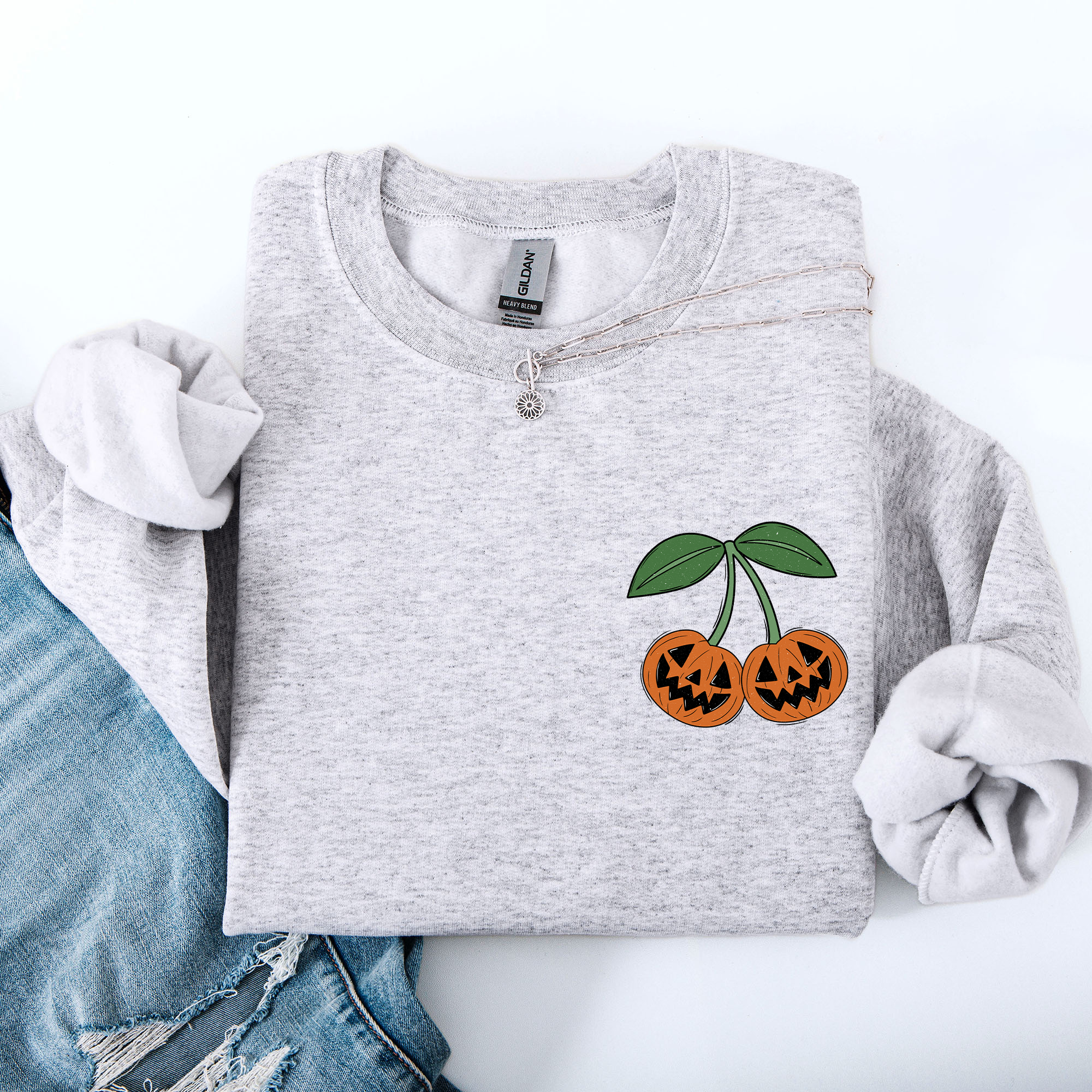 Jack O Lantern Cherry Halloween Vintage Retro Cozy Autumn Night In Graphic Sweatshirt